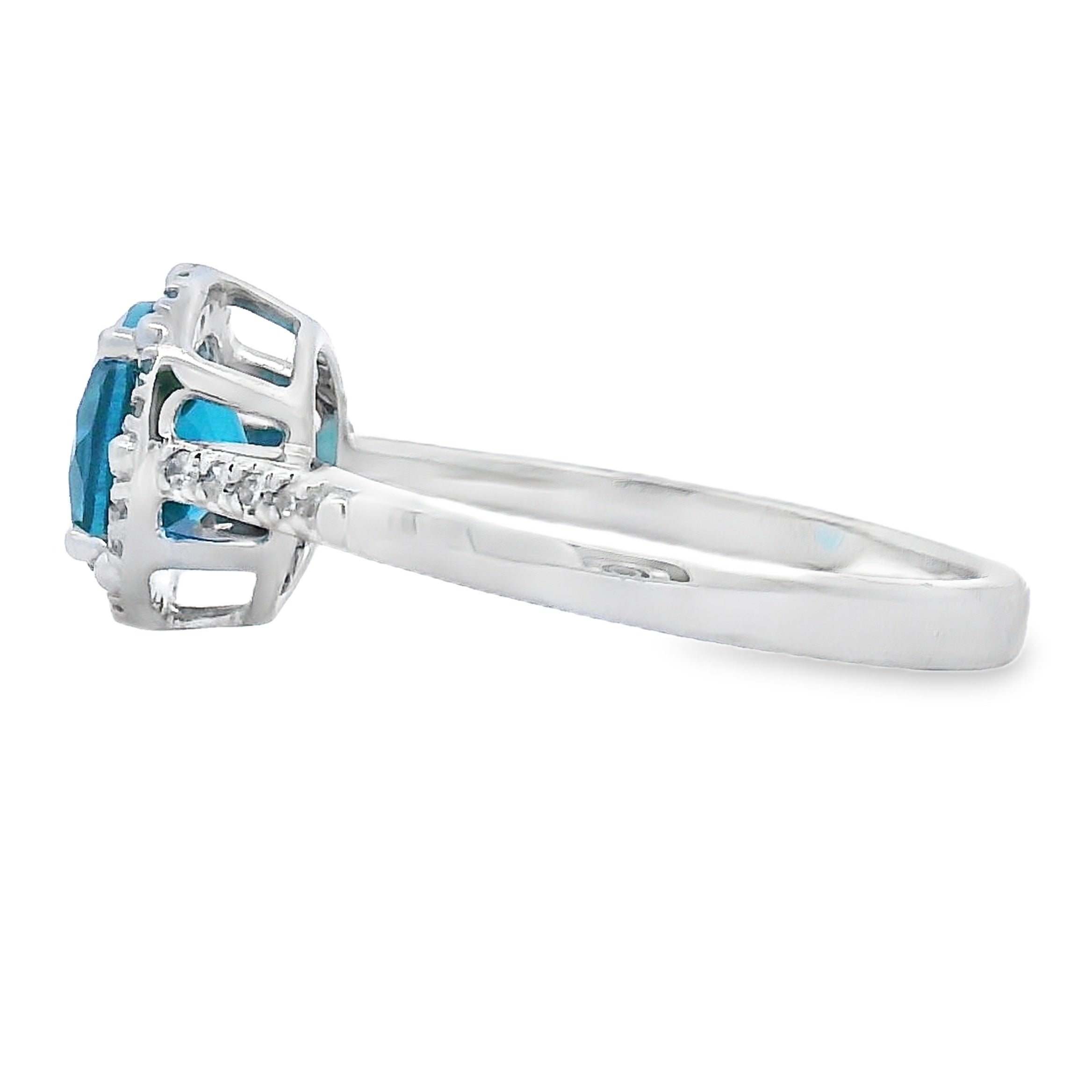 1.35ct London Blue Topaz Diamond Ring 10KT White Gold