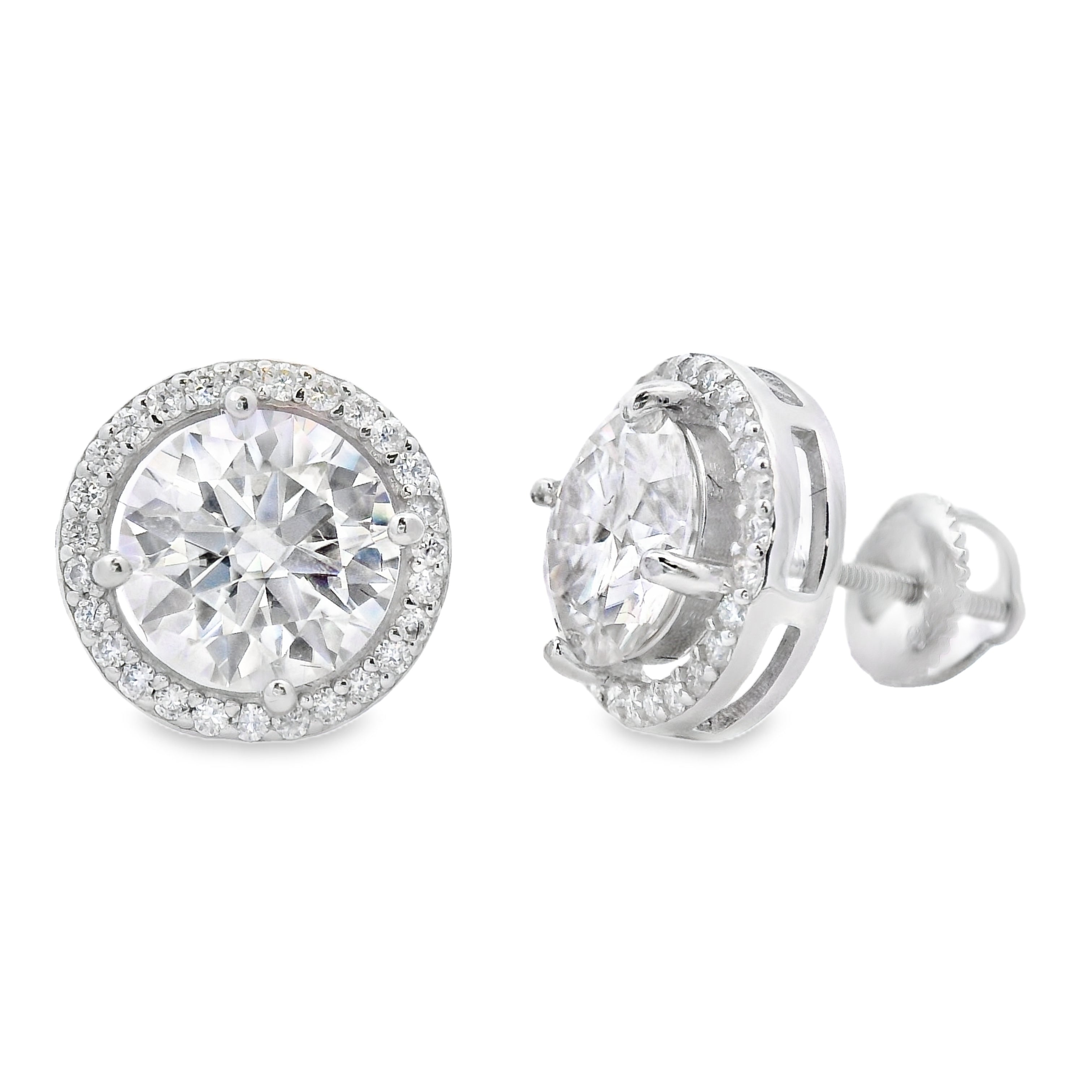 Genuine 4.33ct Moissanite Stud Earrings Sterling Silver