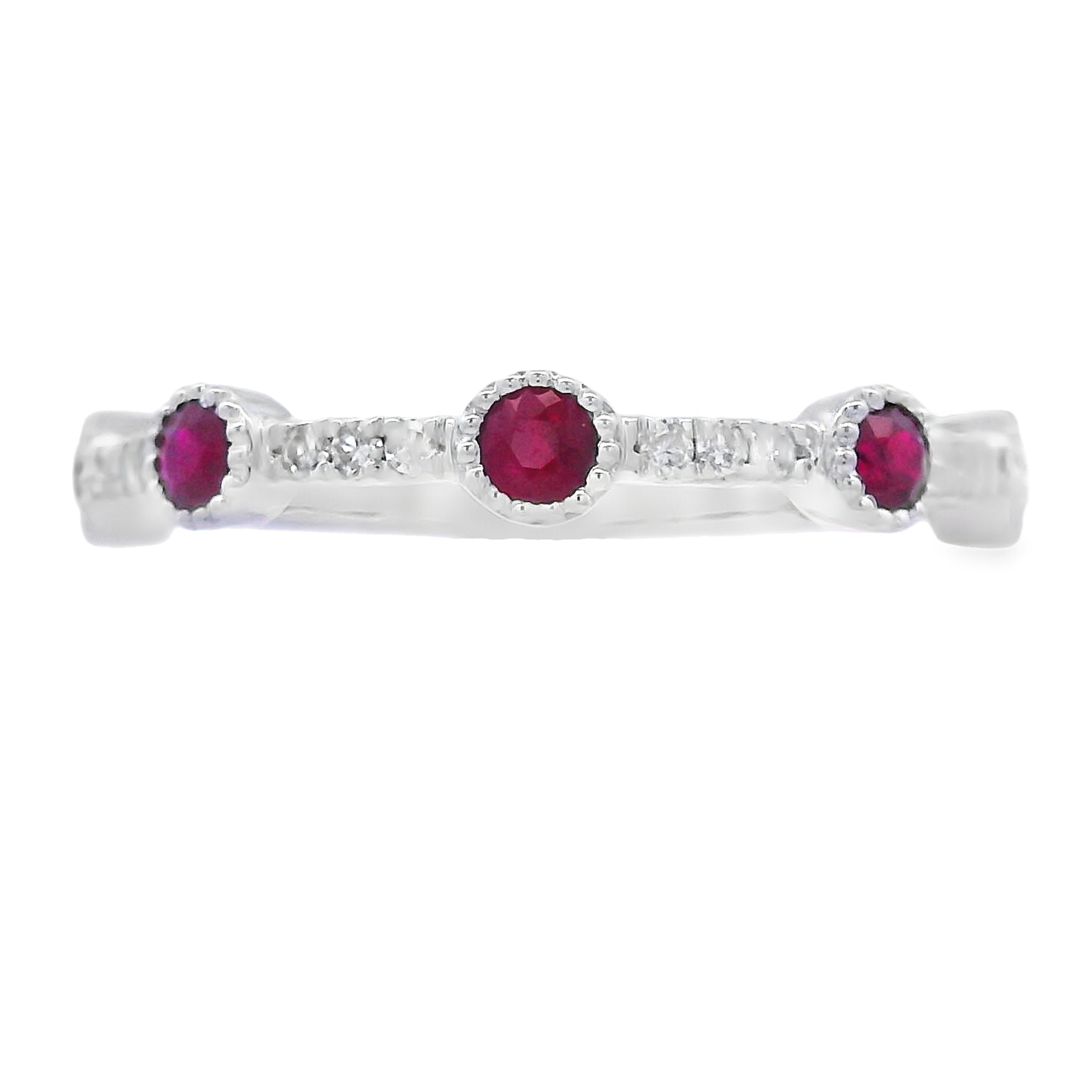 .46ct Ruby Diamond stackable band set 14KT White Gold