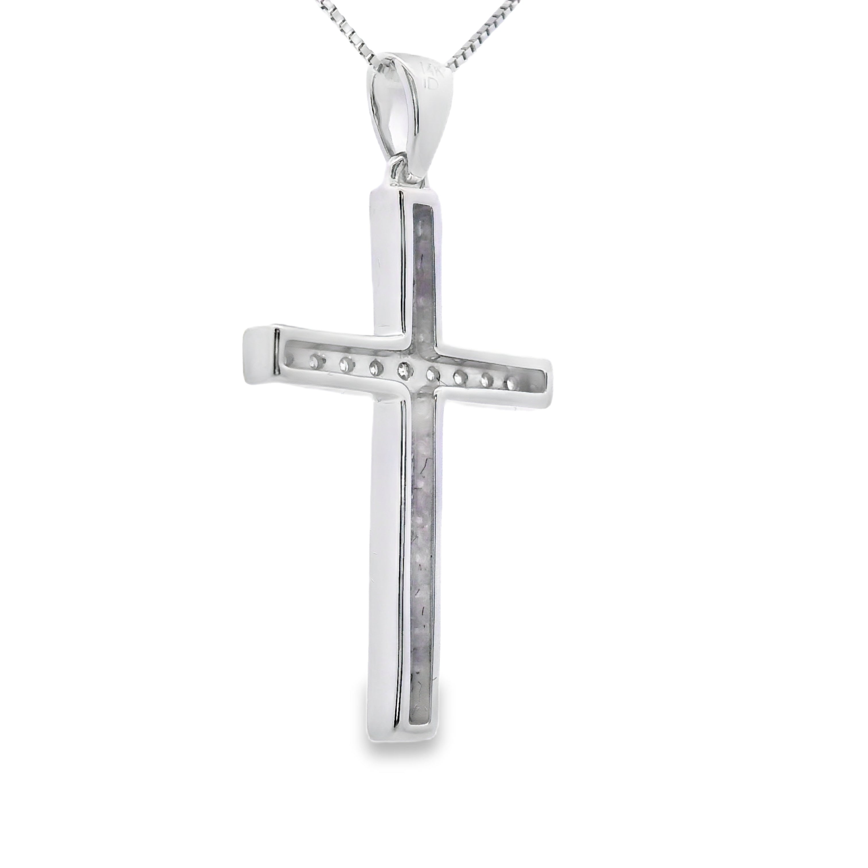 .22ct Diamond Cross Religious Pendant 14KT White Gold