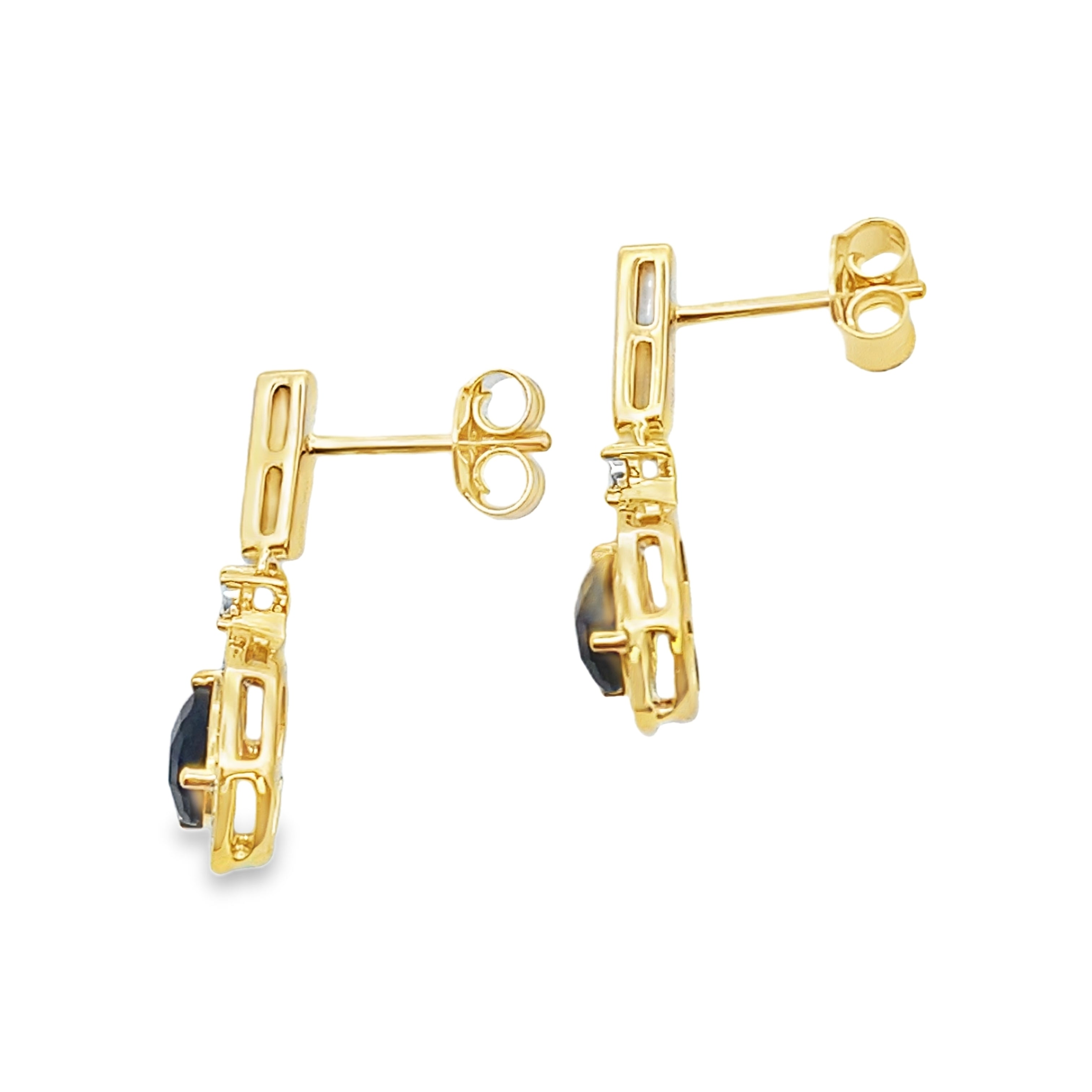 .84ct Onyx Diamond Dangle Earrings 10KT Yellow Gold