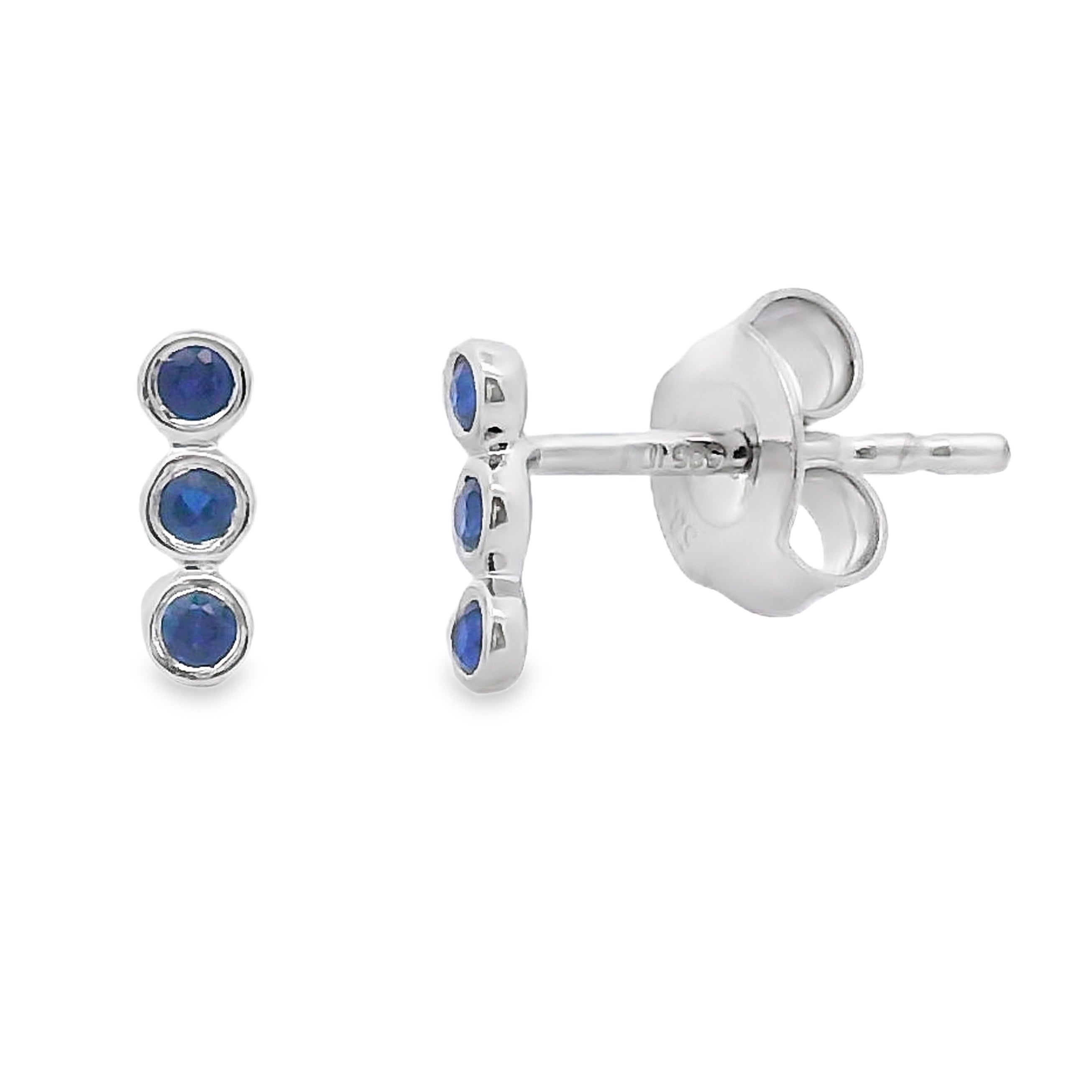 Genuine .10ct Sapphire Earrings 14KT White Gold