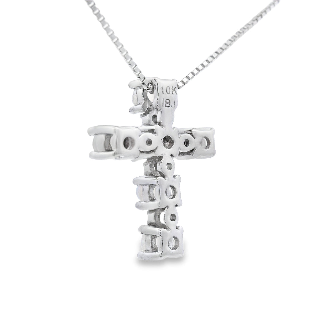 Opal Diamond Cross Religious Pendant 10KT White Gold