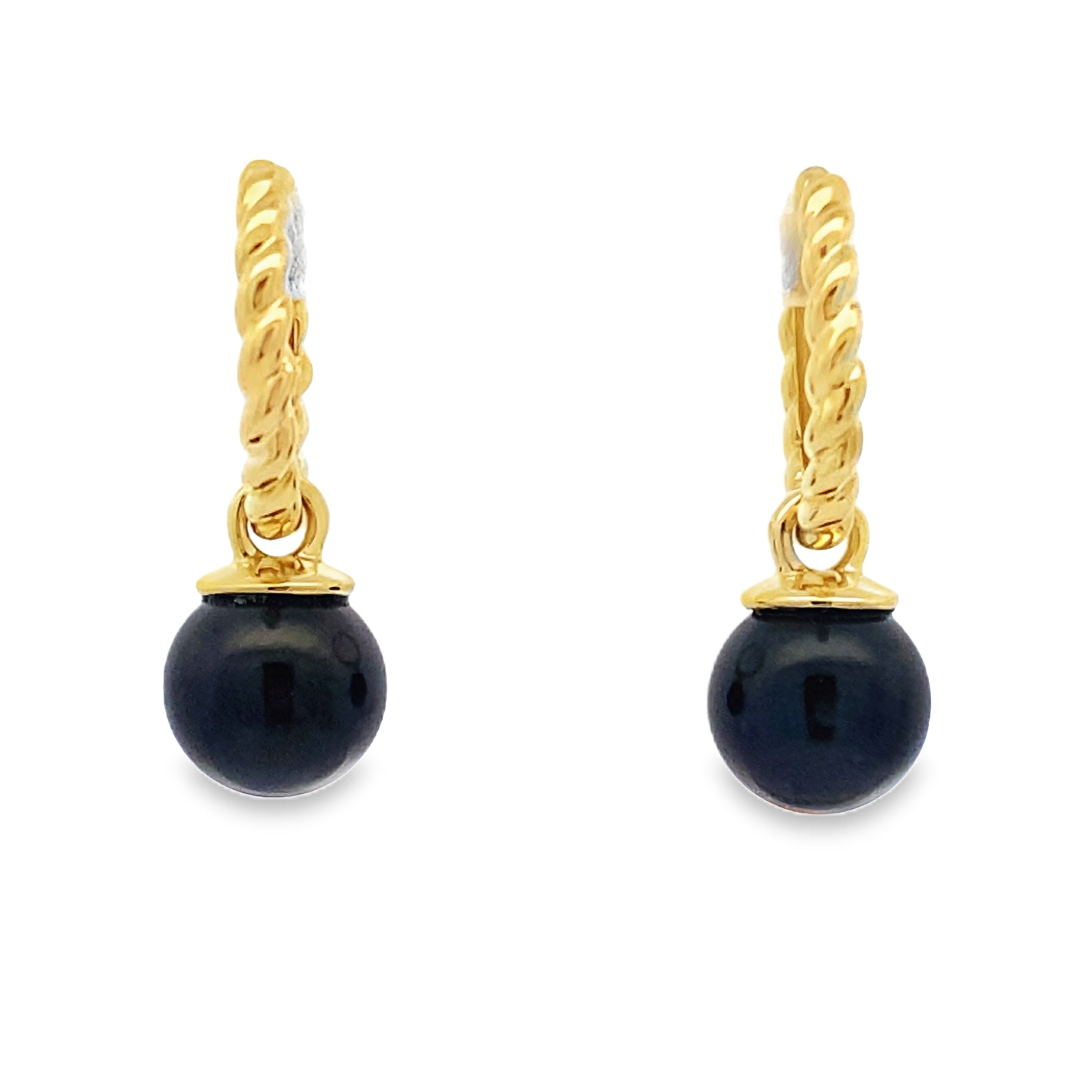 Pearl Hoop Earrings 14KT Yellow Gold