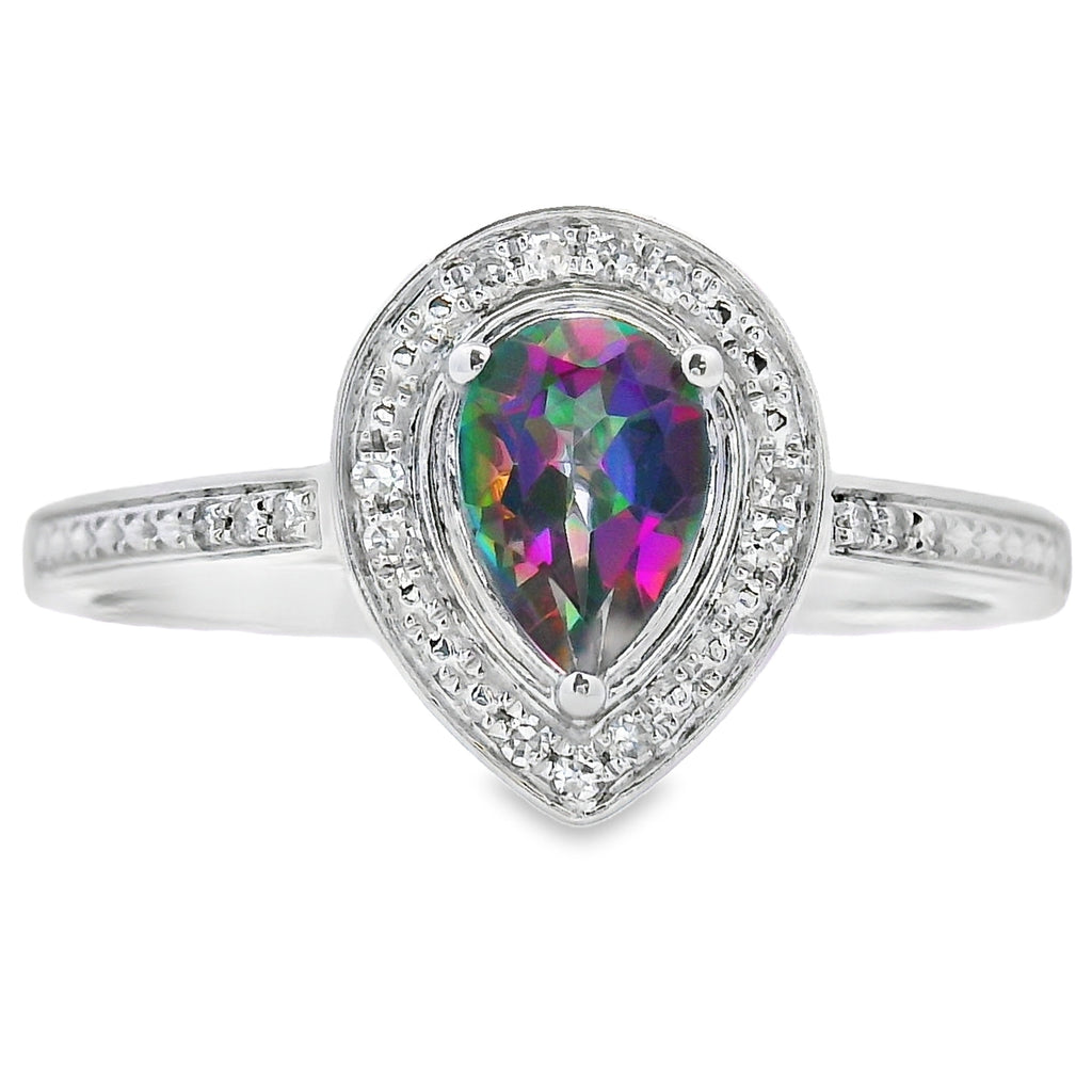 .50ct Mystic Fire Topaz Diamond Ring 10KT White Gold