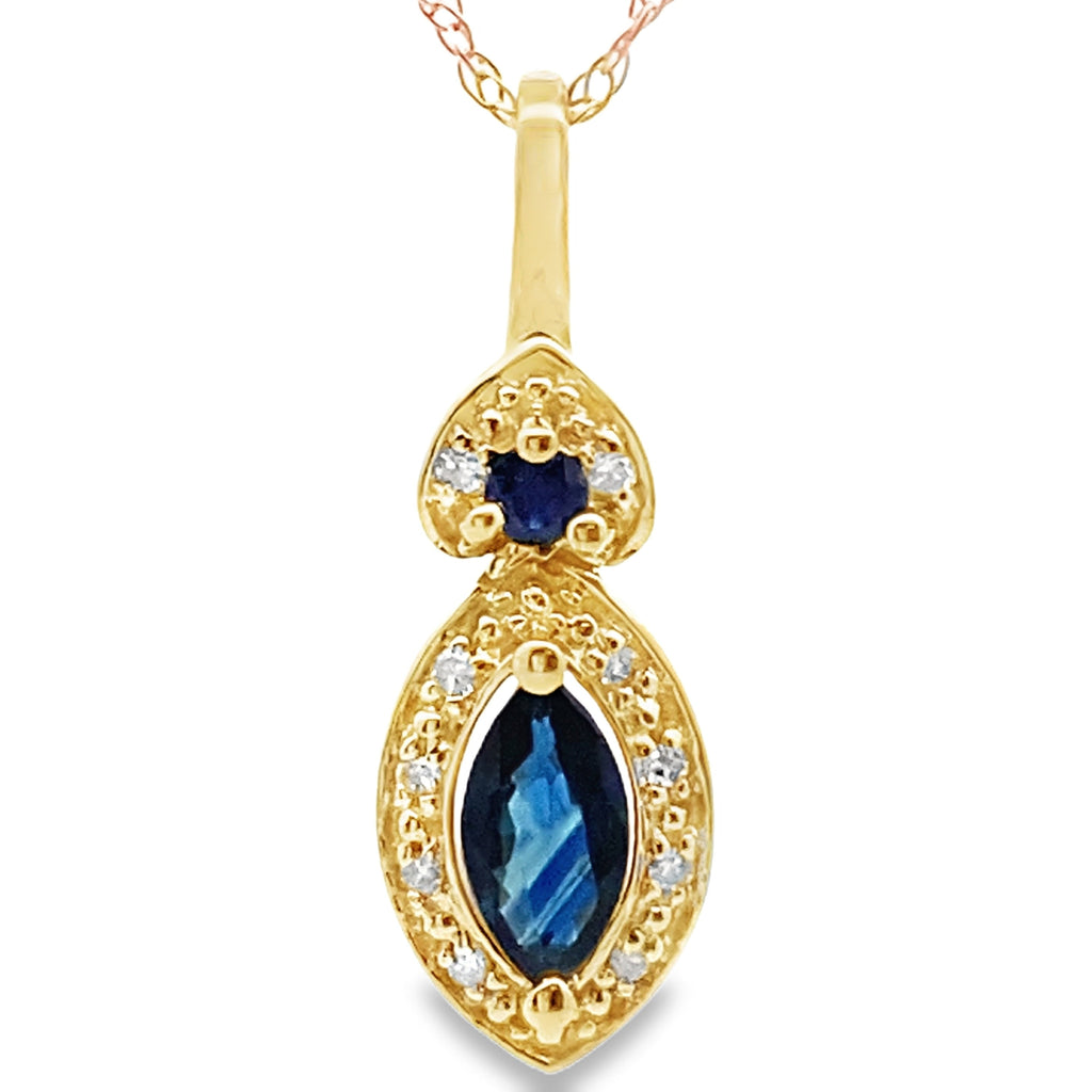Sapphire Diamond Fashion Pendants 10KT Yellow Gold