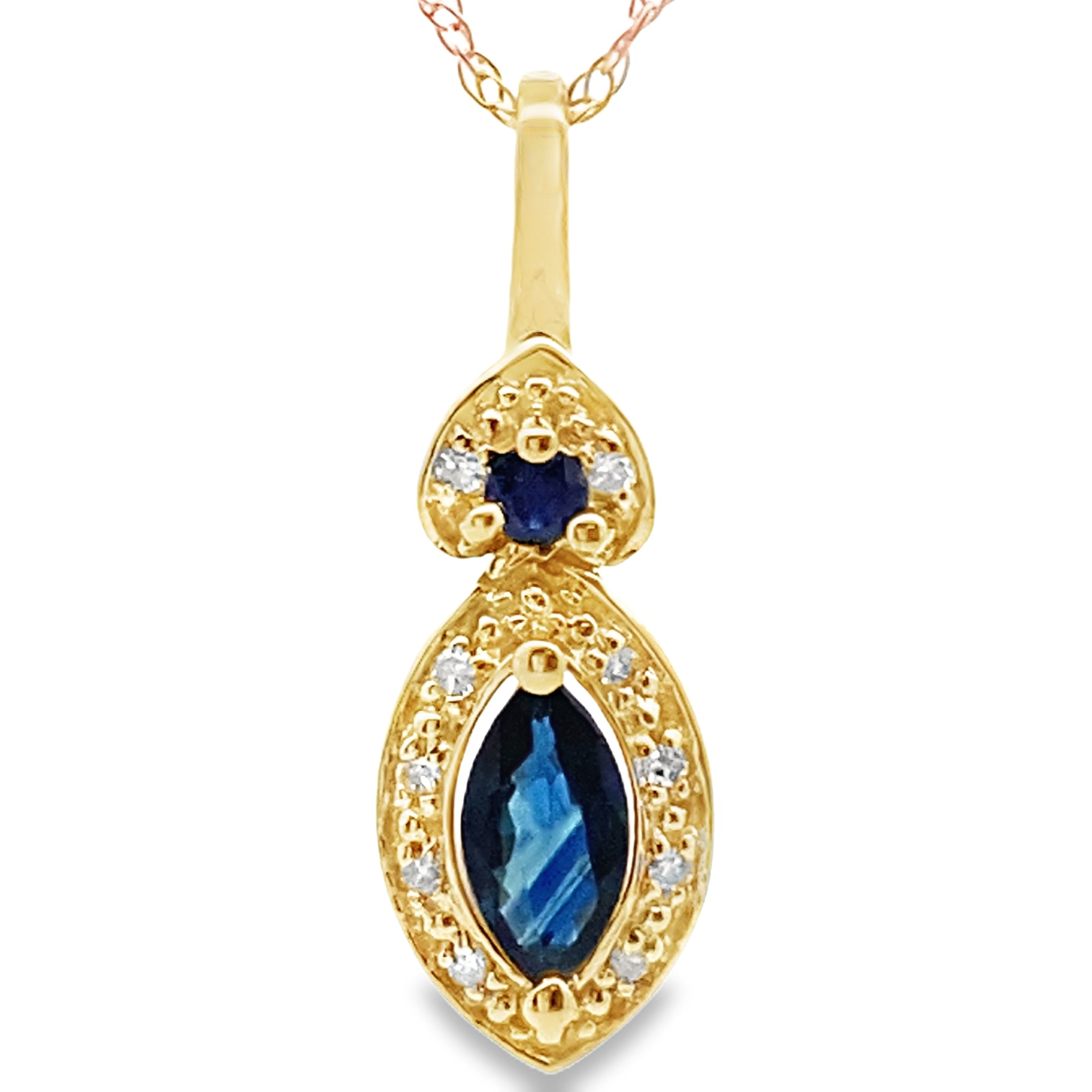 Sapphire Diamond Fashion Pendants 10KT Yellow Gold