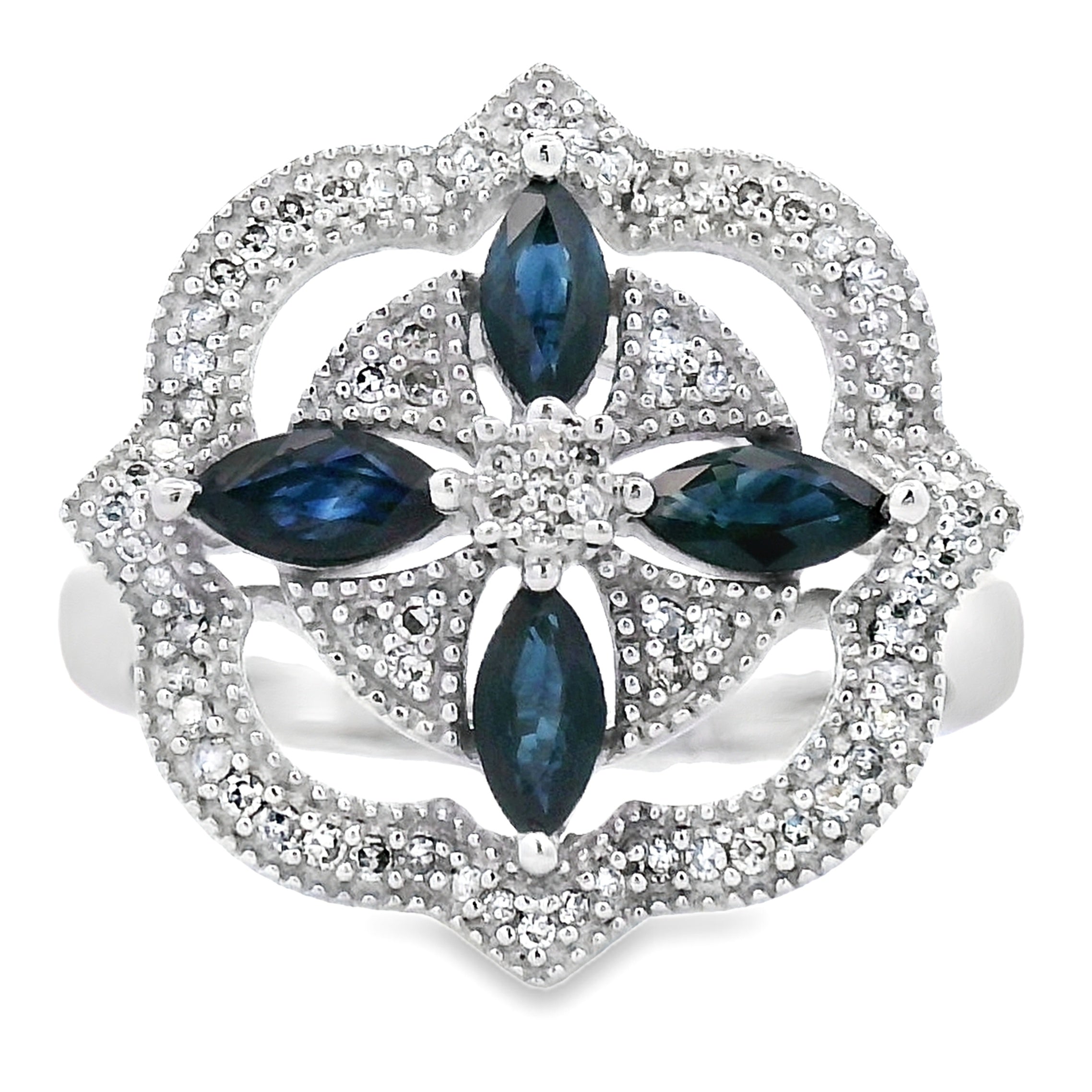 .88ct Sapphire Diamond Ring 14KT White Gold