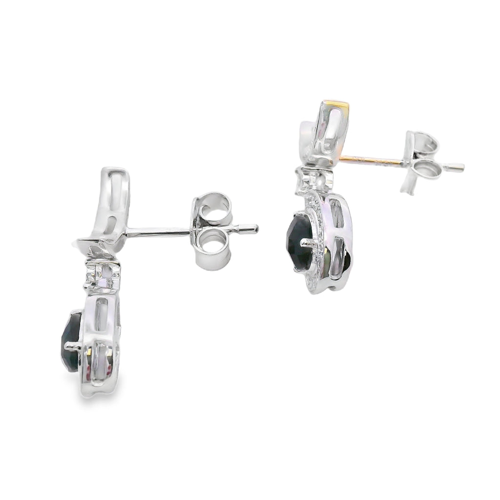 .55ct Onyx Diamond Dangle Earrings 10KT White Gold
