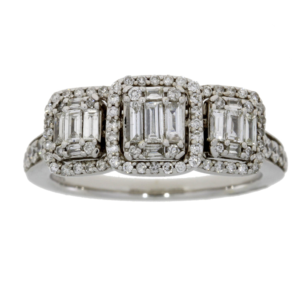 1.00ct Diamond 3 Stone Ring 14KT White Gold
