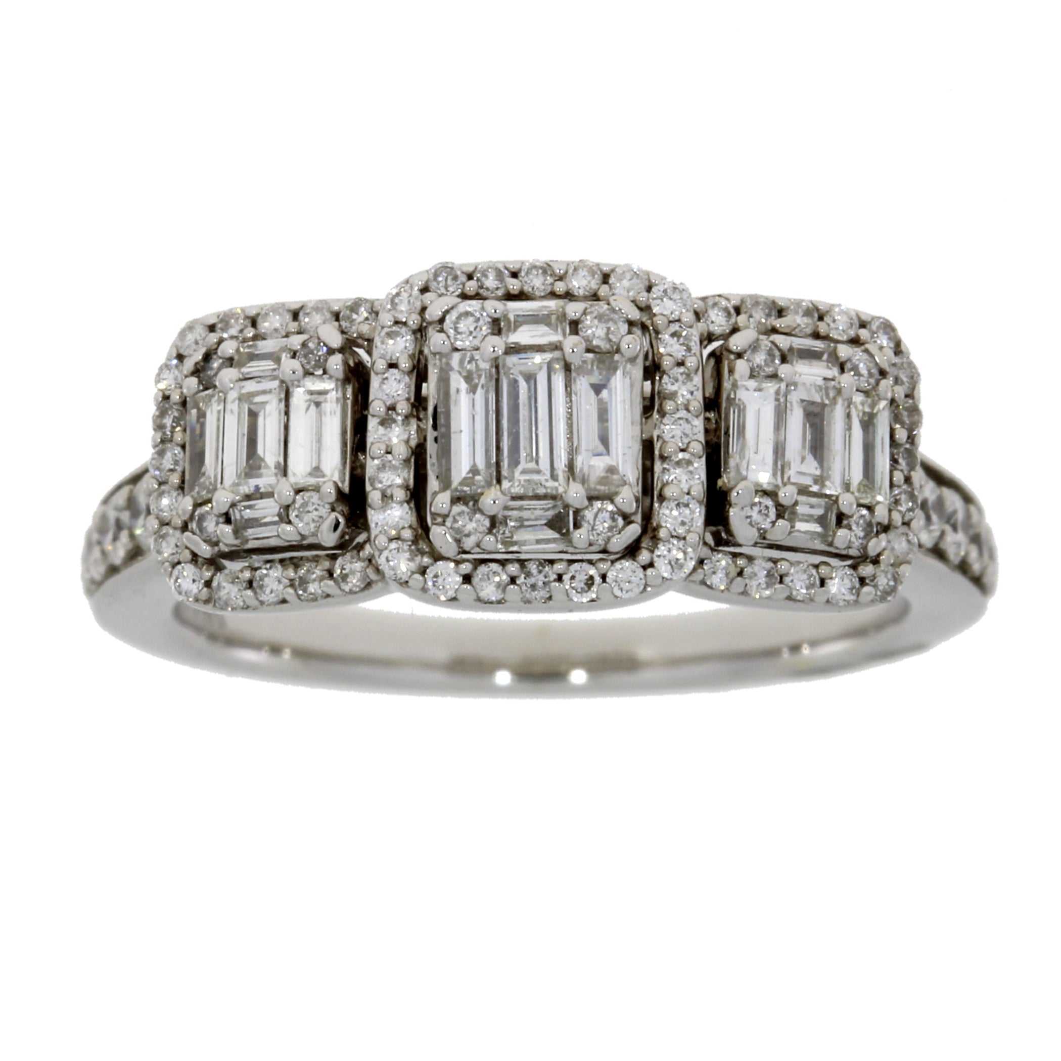 1.00ct Diamond 3 Stone Ring 14KT White Gold