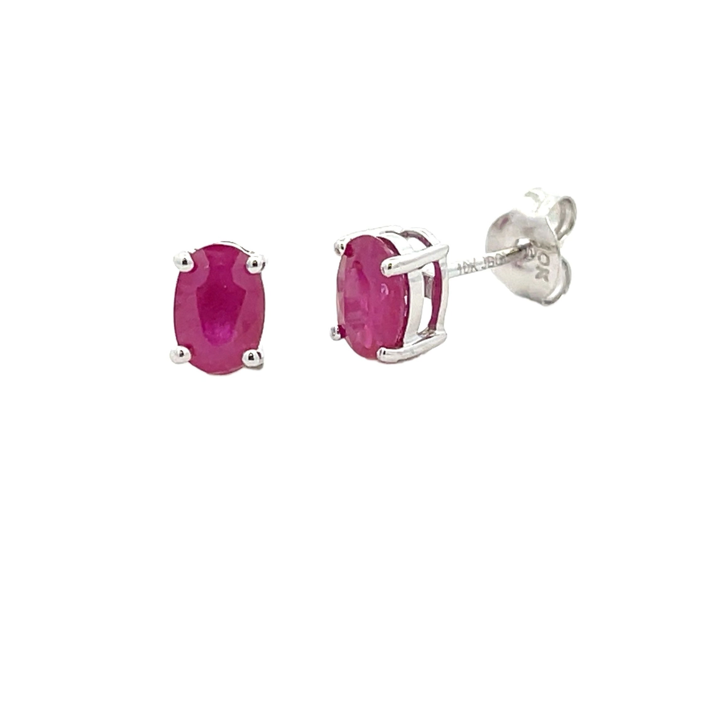 1.14ct Ruby Stud Earrings 10KT White Gold