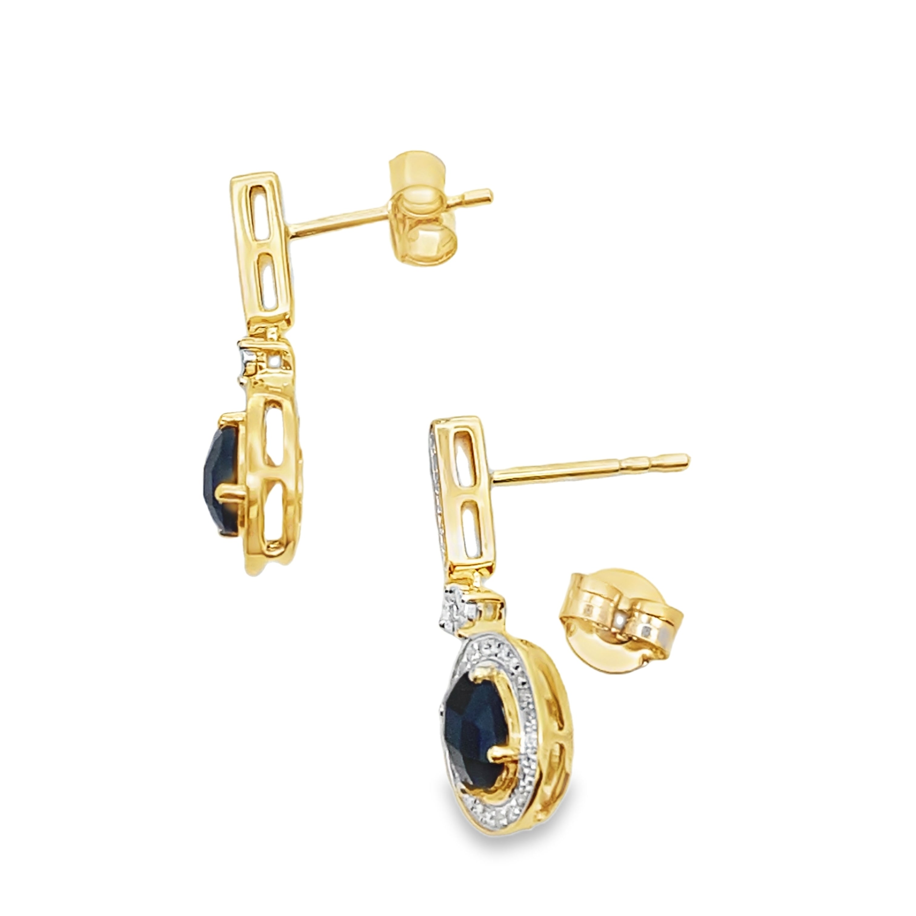 1.06ct Onyx Diamond Dangle Earrings 10KT Yellow Gold