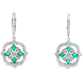1.44ct Emerald Diamond Dangle Earrings 14KT White Gold