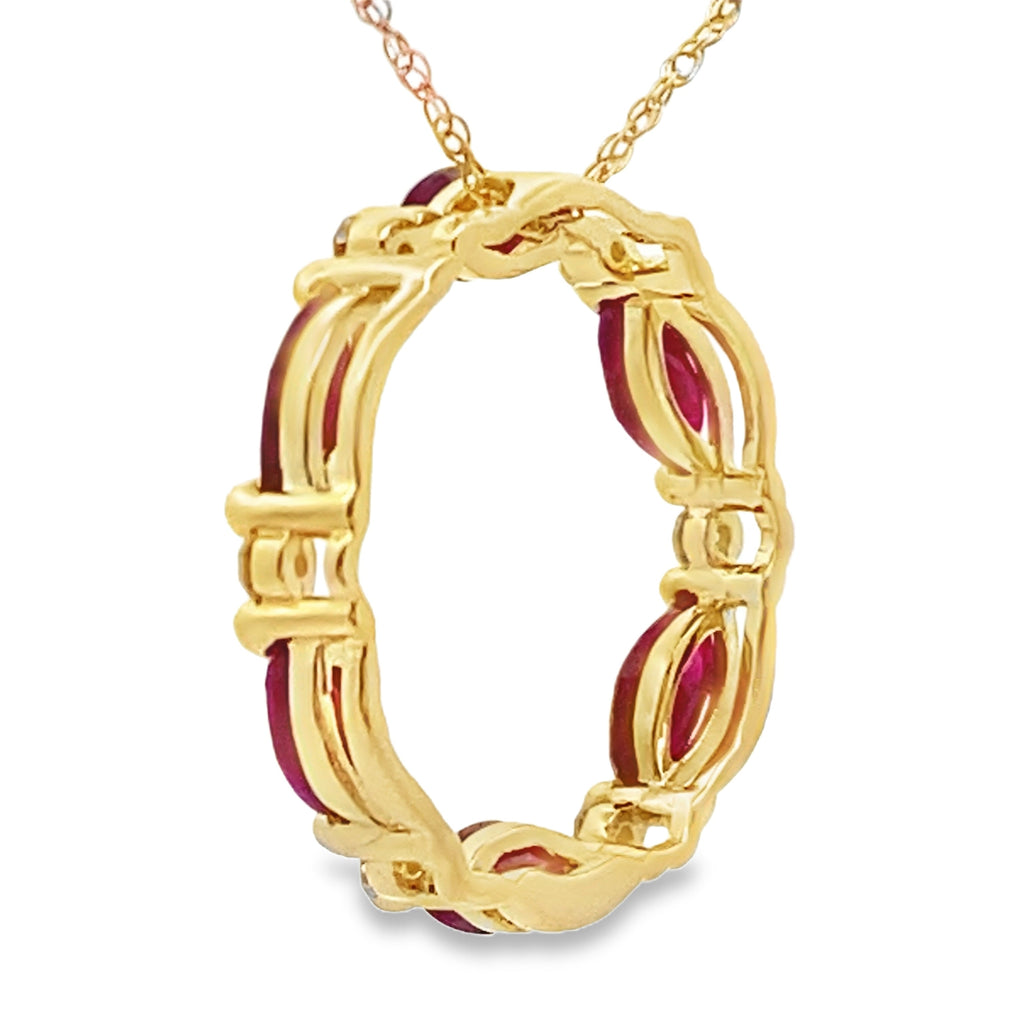 Ruby Diamond Circle of Love Pendant 10KT Yellow Gold