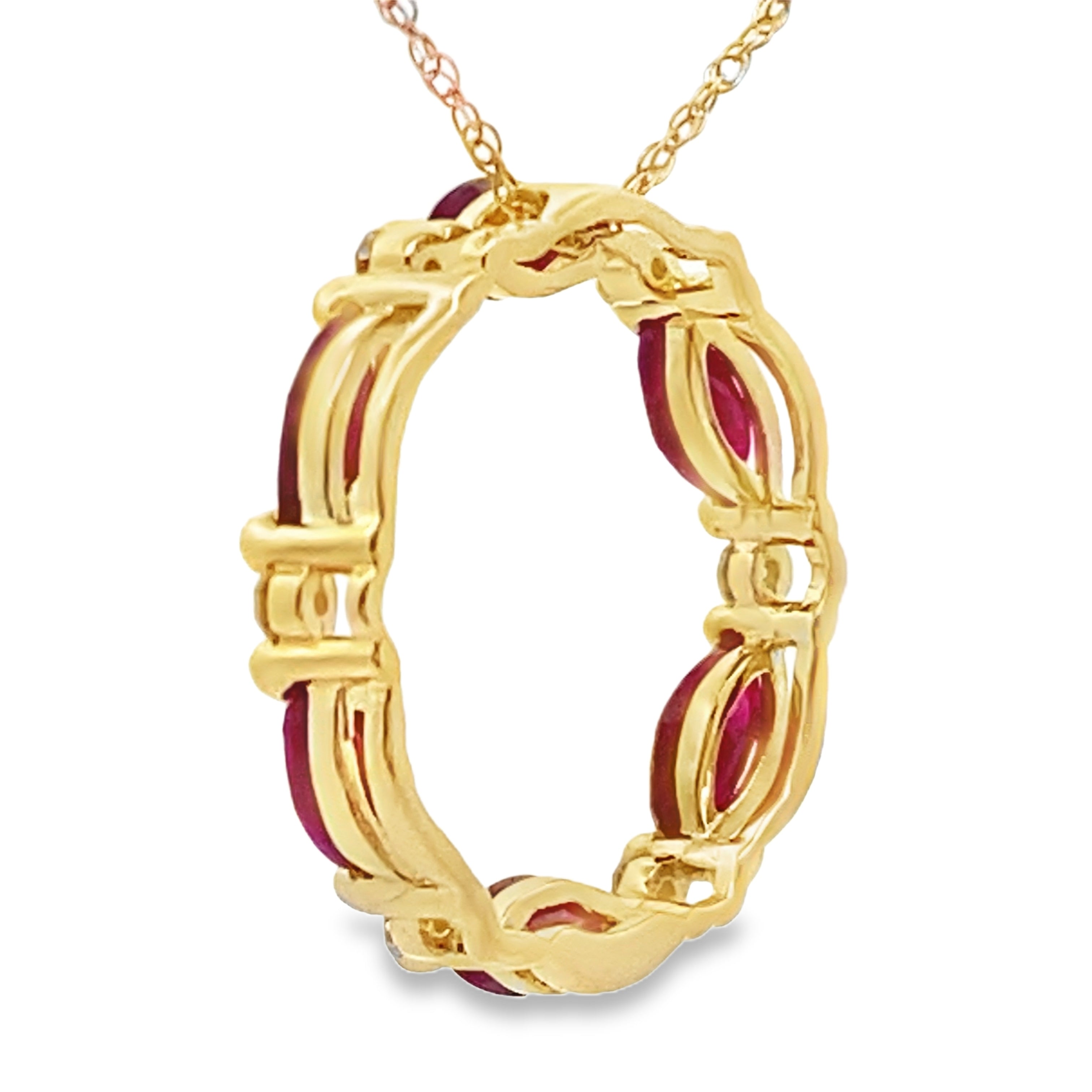 Ruby Diamond Circle of Love Pendant 10KT Yellow Gold