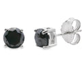 2.00ct Black Diamond Stud Earrings Sterling Silver