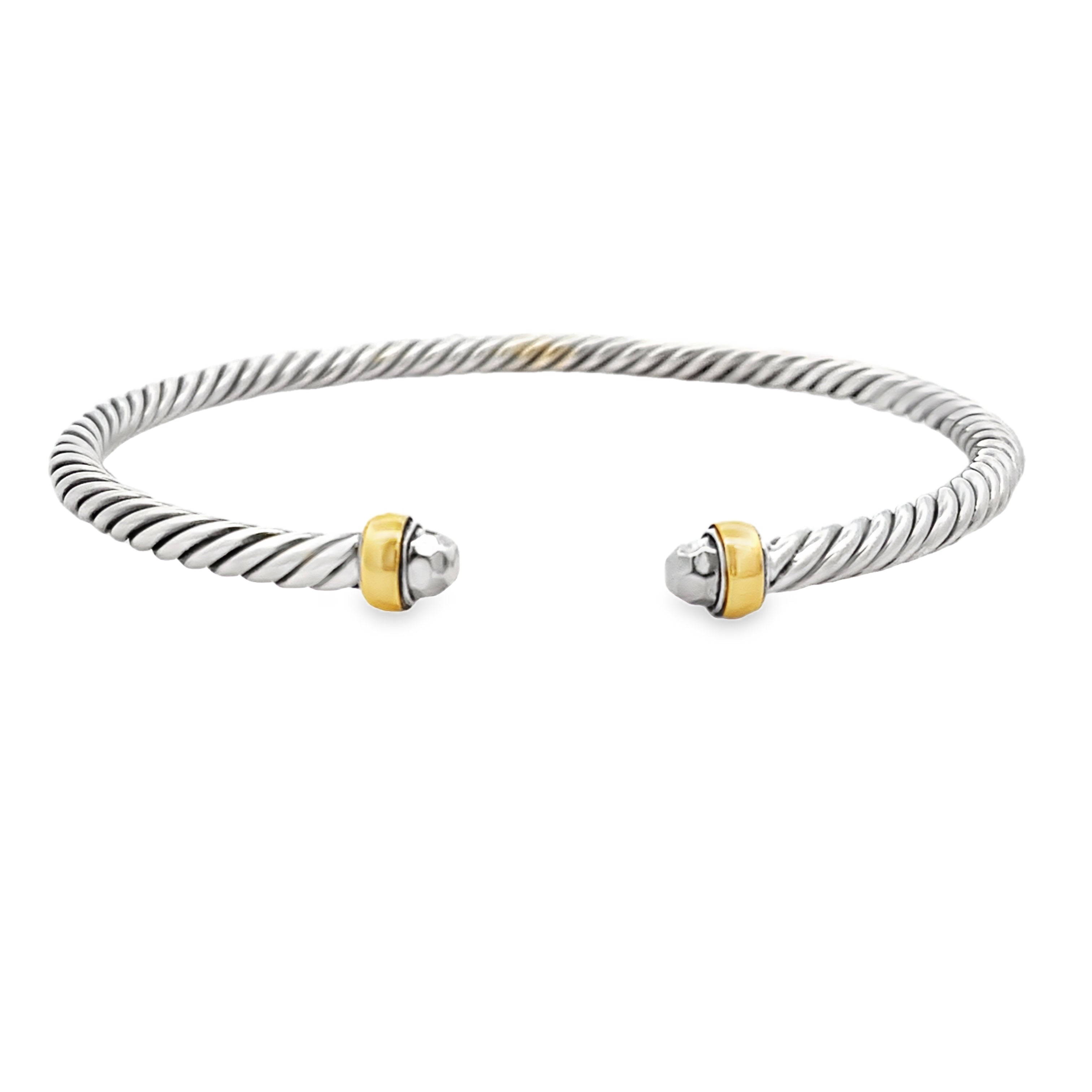Bangle Bracelet Sterling Silver 18KT Gold