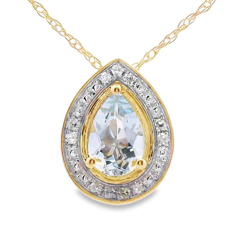 Aquamarine Diamond Fashion Pendants 10KT Yellow Gold