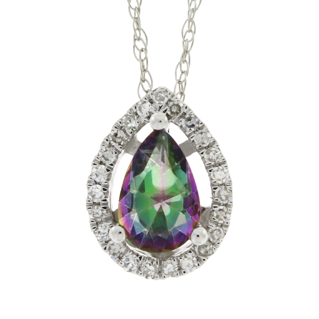 Treated Topaz Diamond Fashion Pendants 14KT White Gold