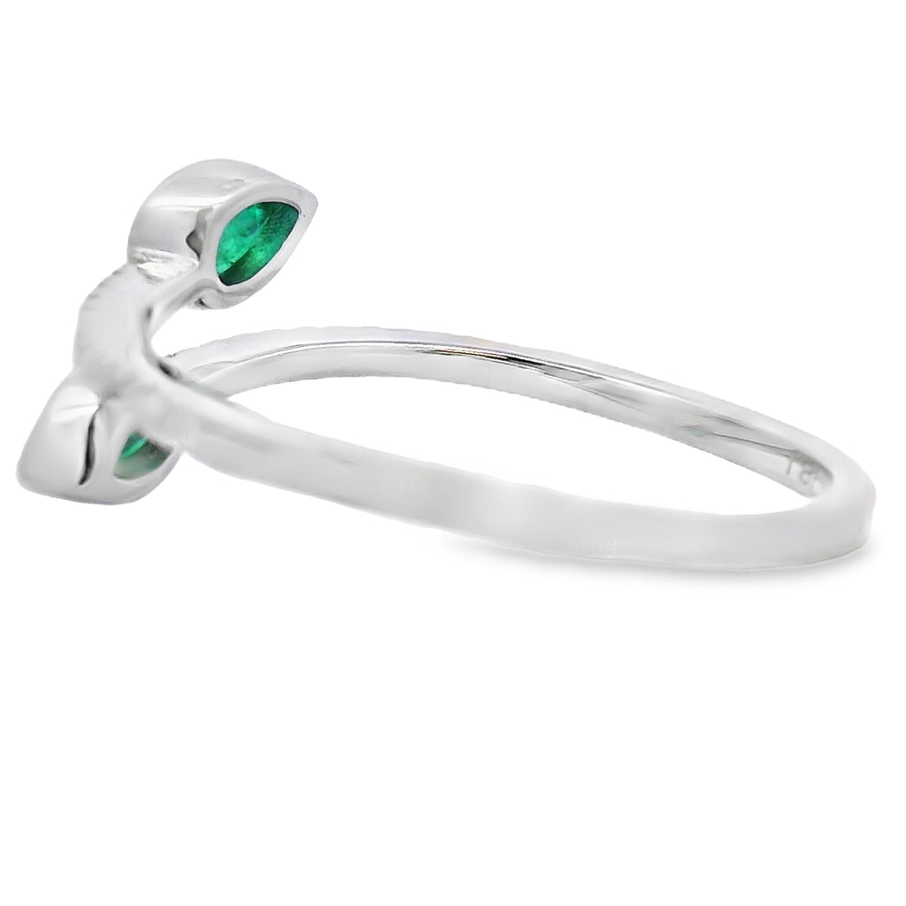 Natural .48ct Emerald Diamond Ring 14KT White Gold