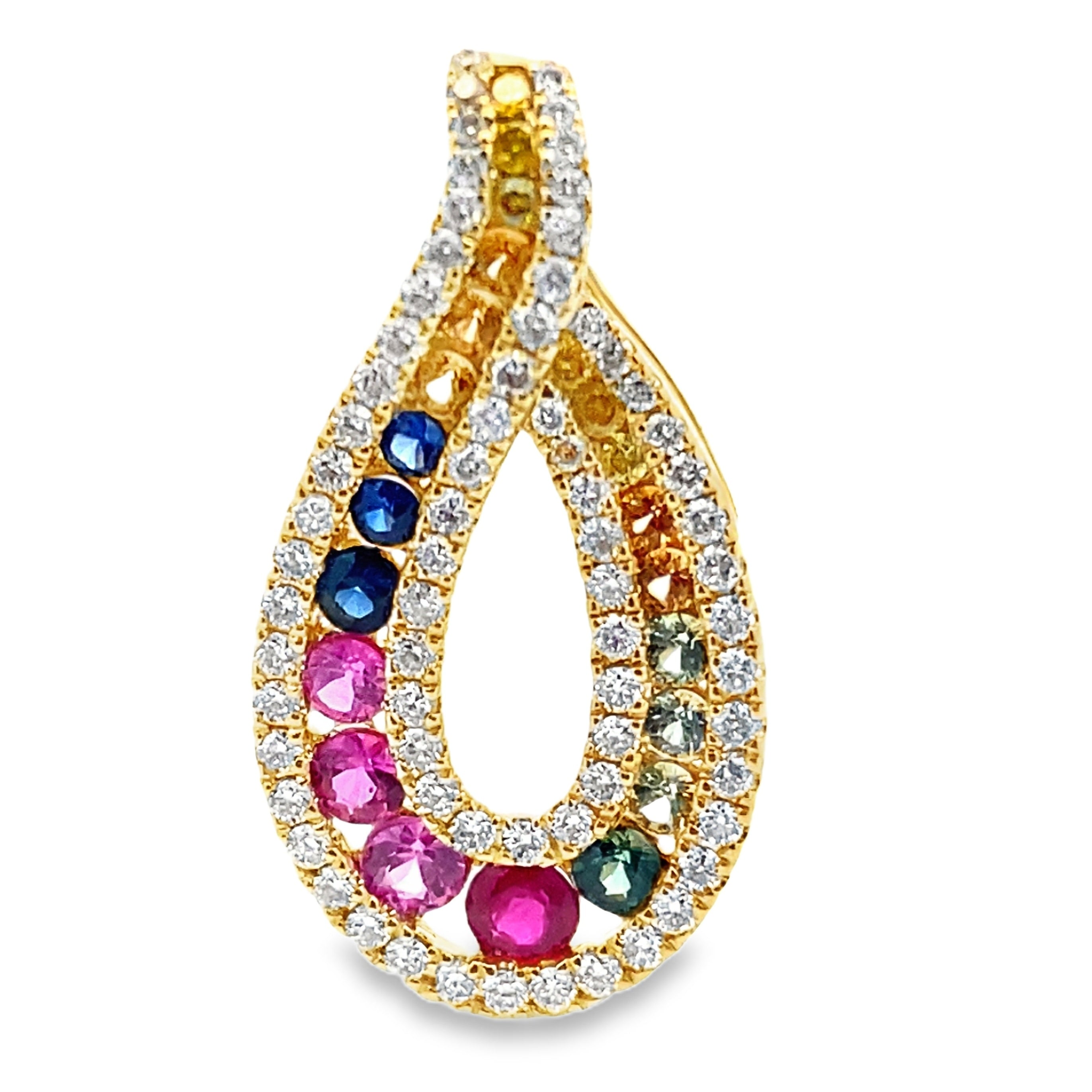 .91ct Multi Sapphire Fashion Pendants 14KT Yellow Gold