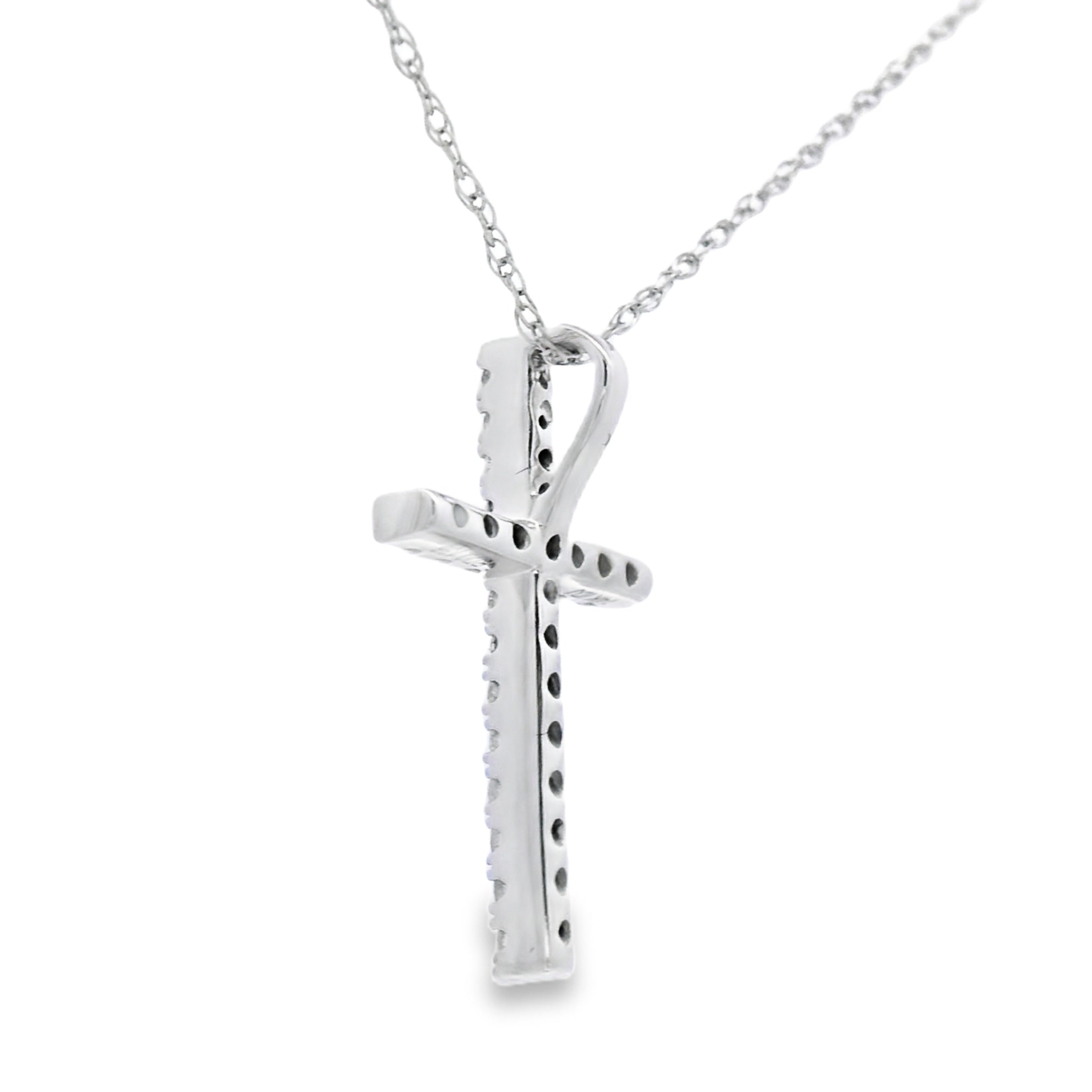 .13ct Diamond Cross Religious Pendant 14KT White Gold