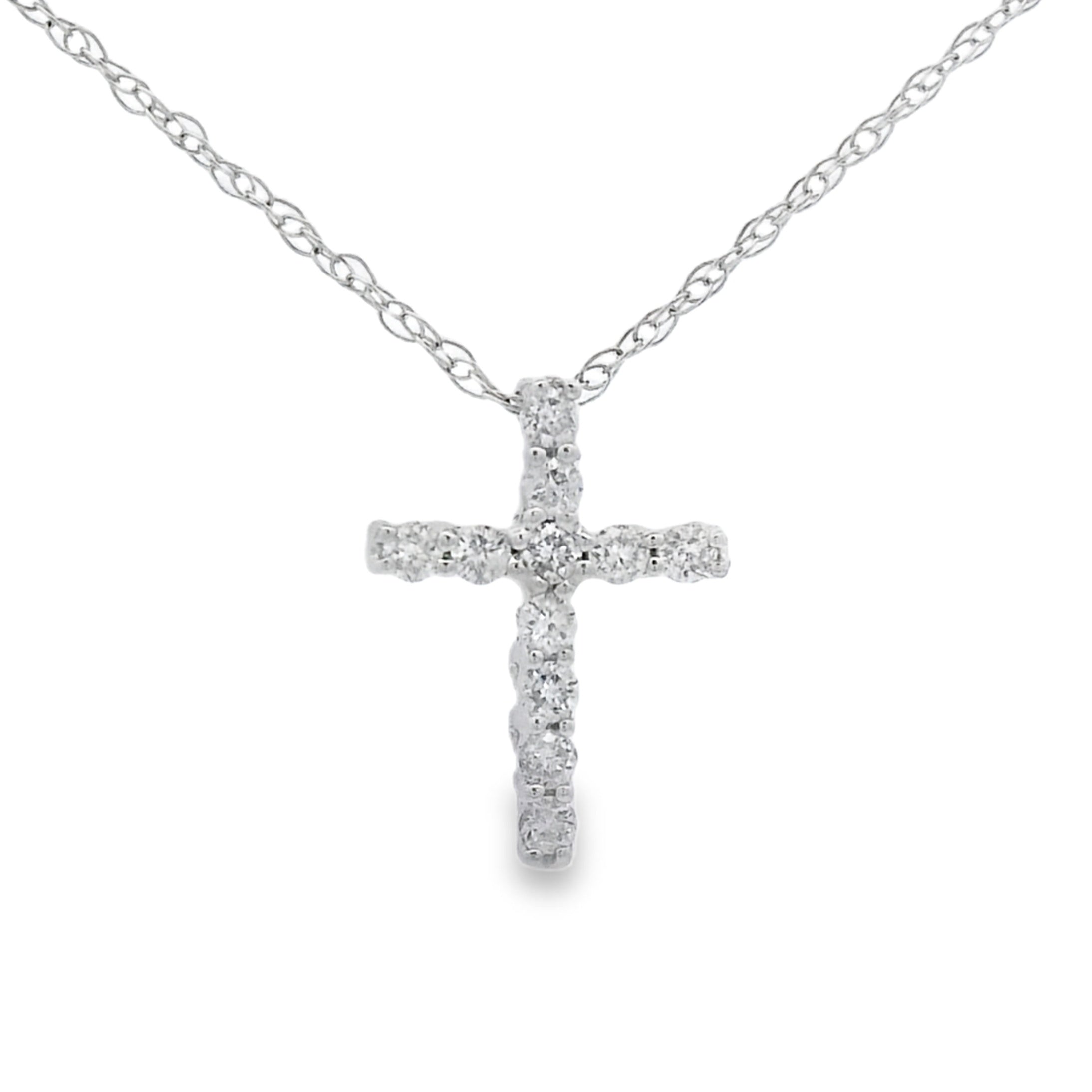 .12ct Diamond Cross Religious Pendant 10KT White Gold