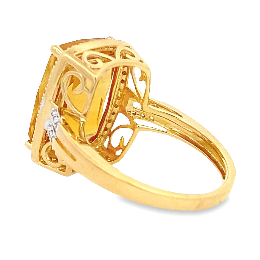 4.42ct Citrine Diamond Ring 14KT Yellow Gold