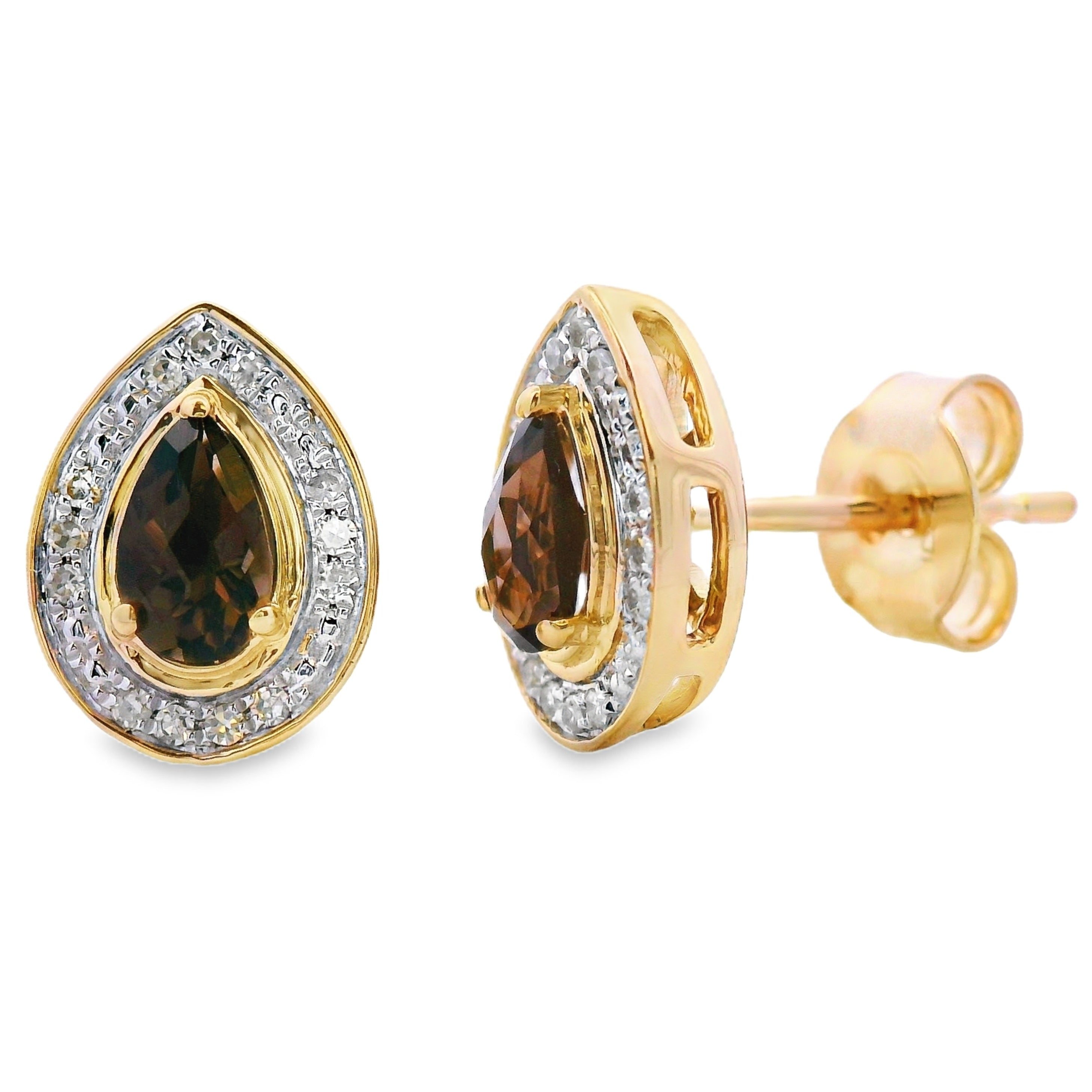 .50ct Quartz Diamond Stud Earrings 10KT Yellow Gold