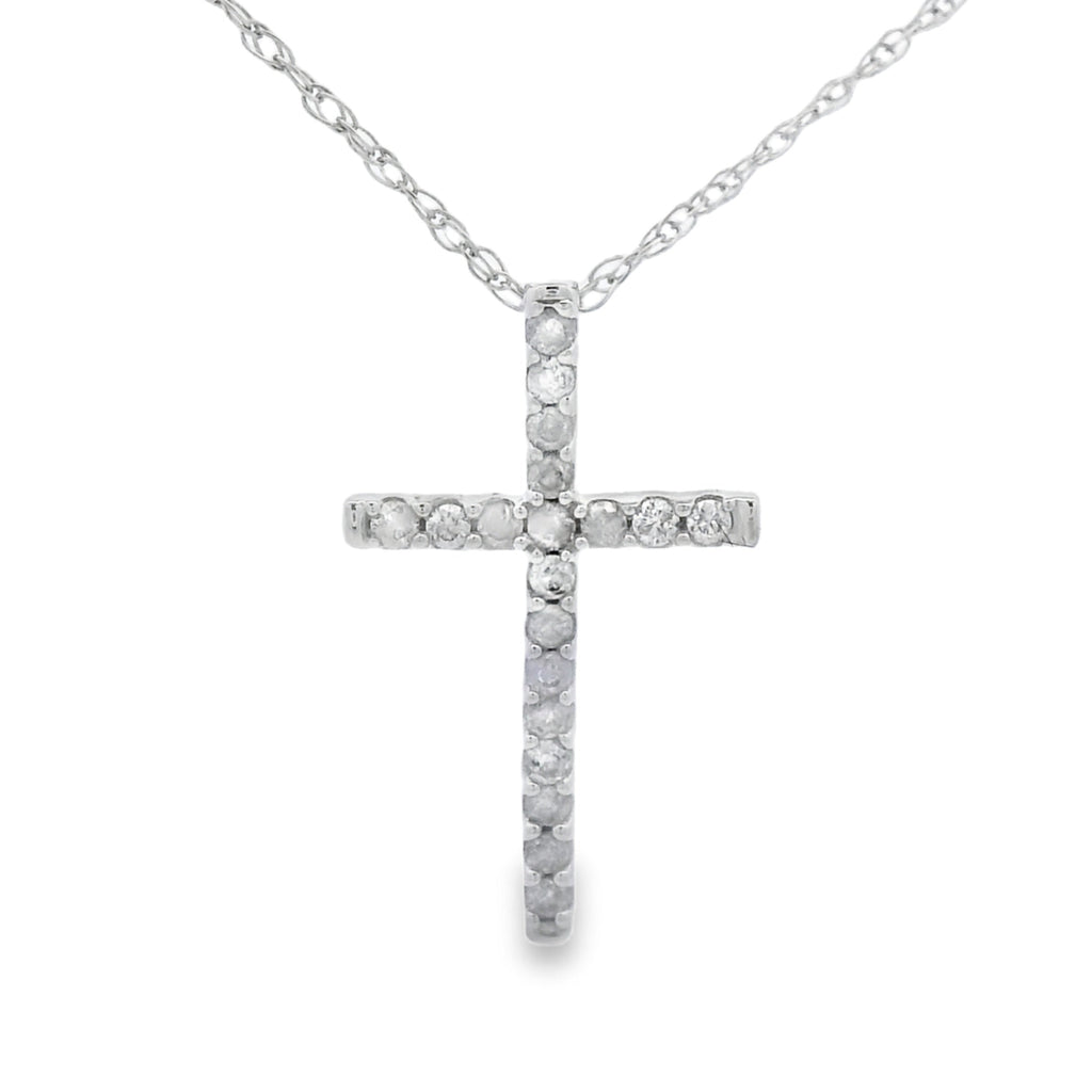 .10ct Diamond Cross Religious Pendant 14KT White Gold