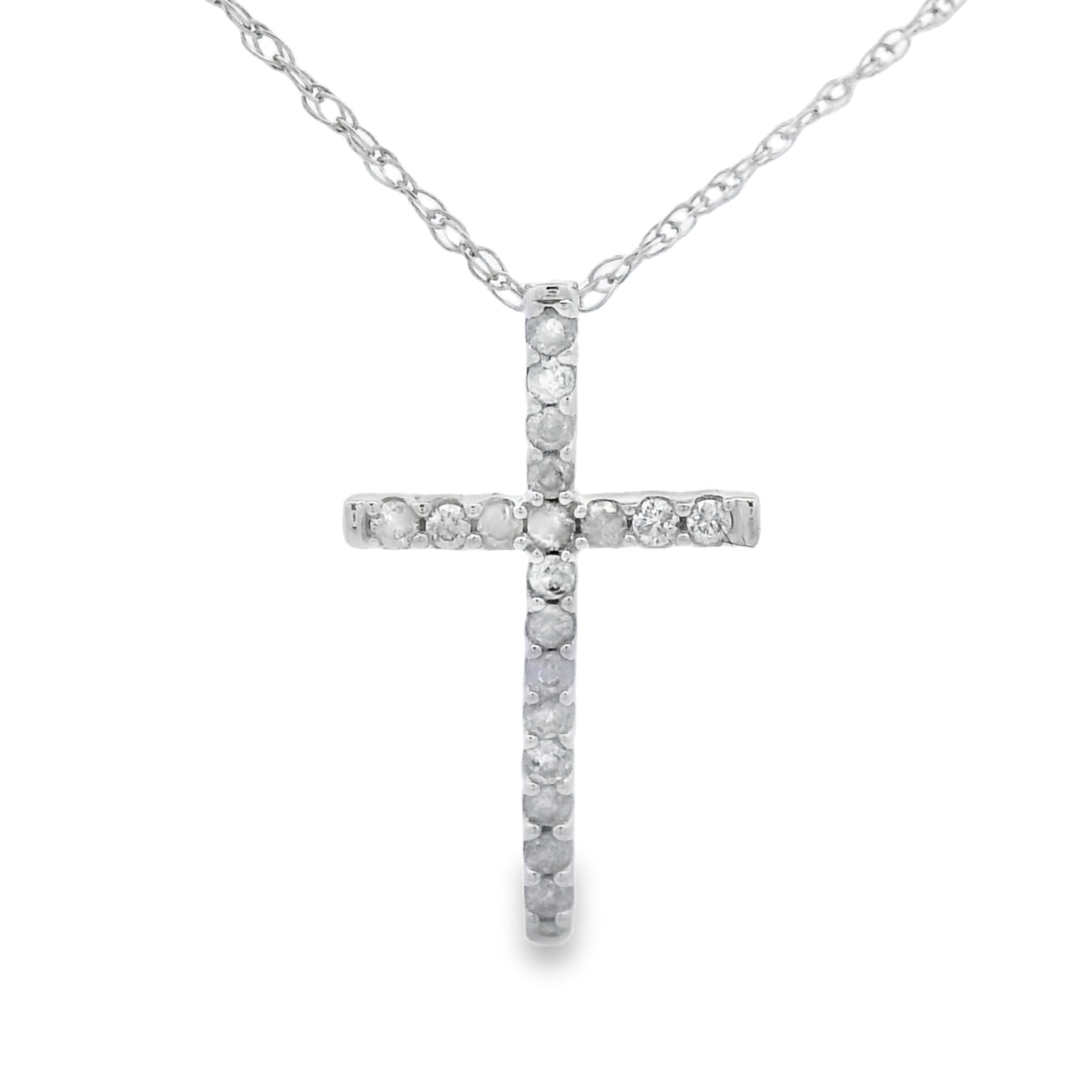 .10ct Diamond Cross Religious Pendant 14KT White Gold