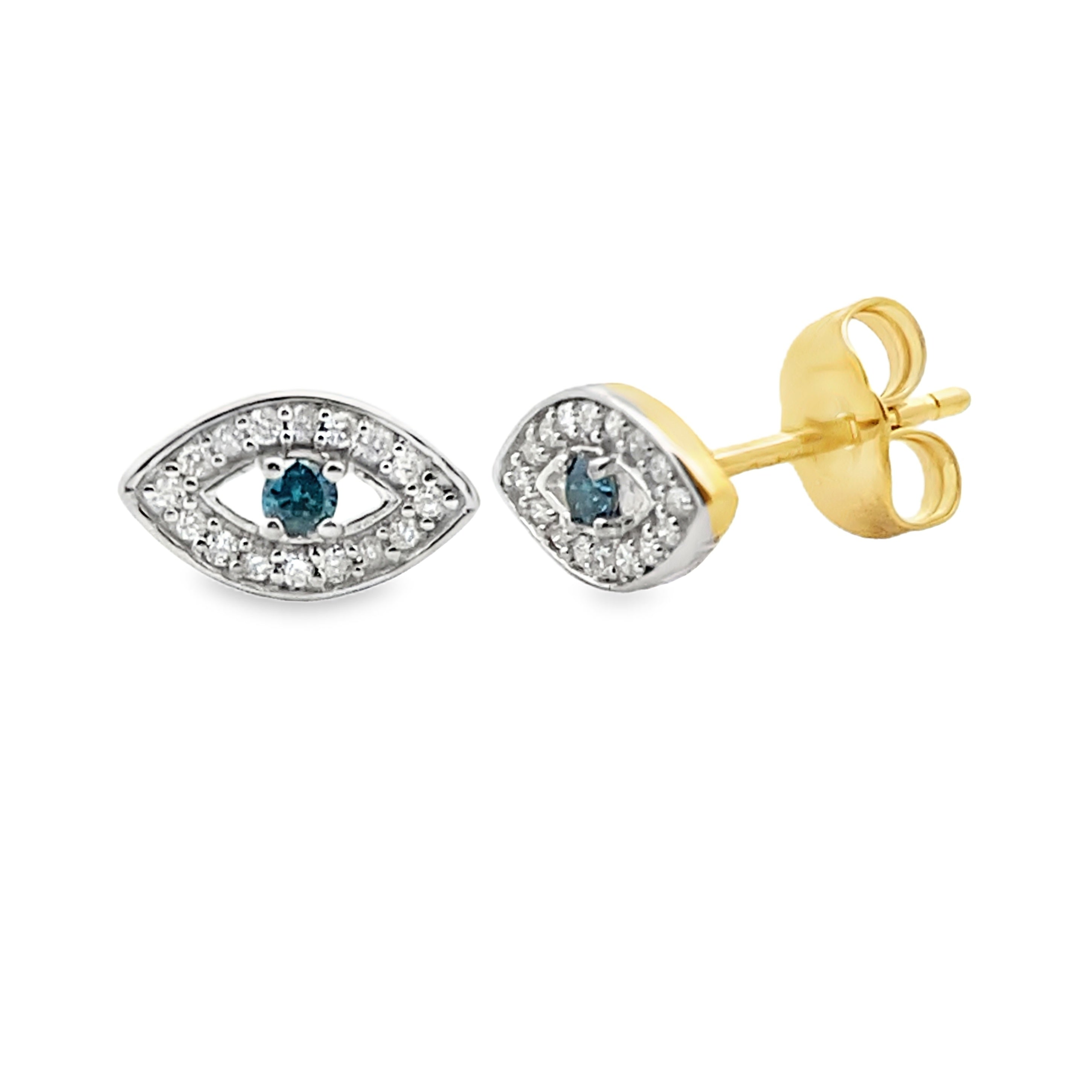 Natural .07ct Diamond Earrings 14KT Yellow Gold