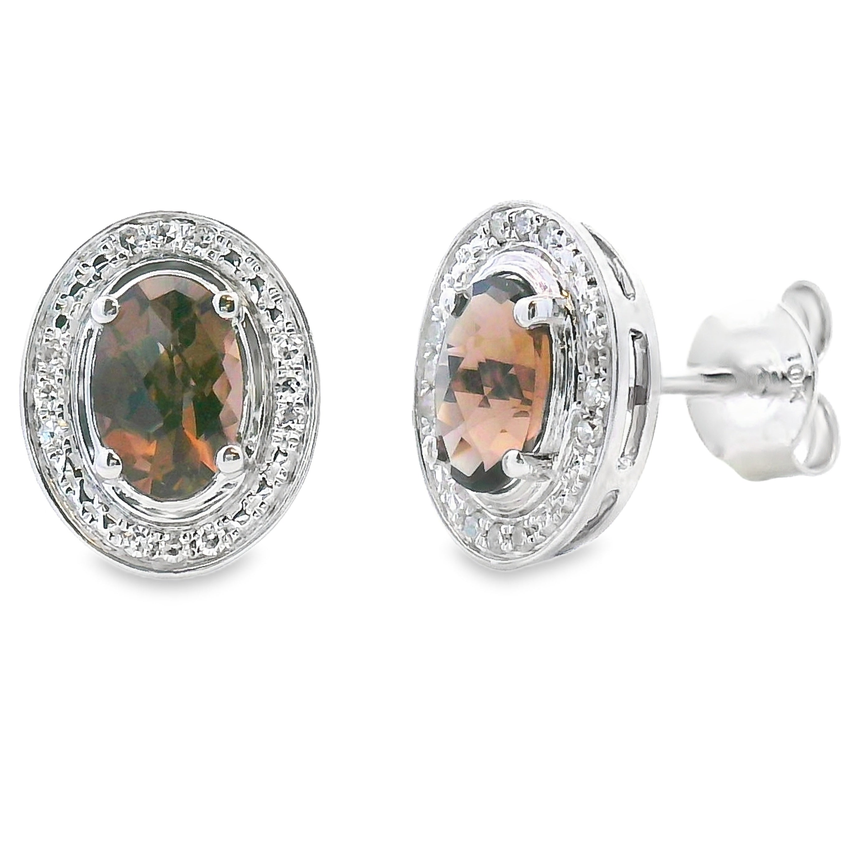 .85ct Quartz Diamond Earrings 10KT White Gold