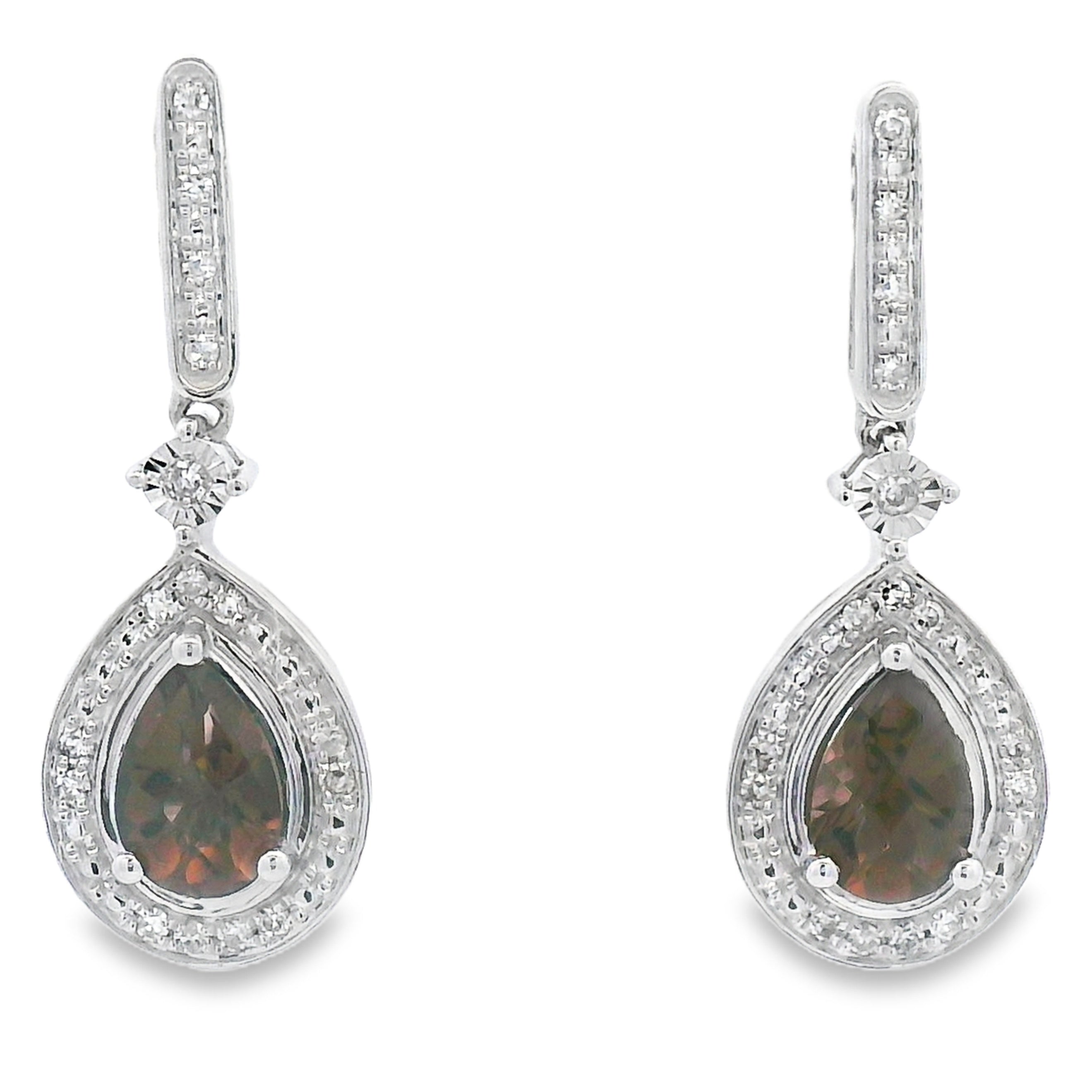.84ct Quartz Diamond Dangle Earrings 10KT White Gold
