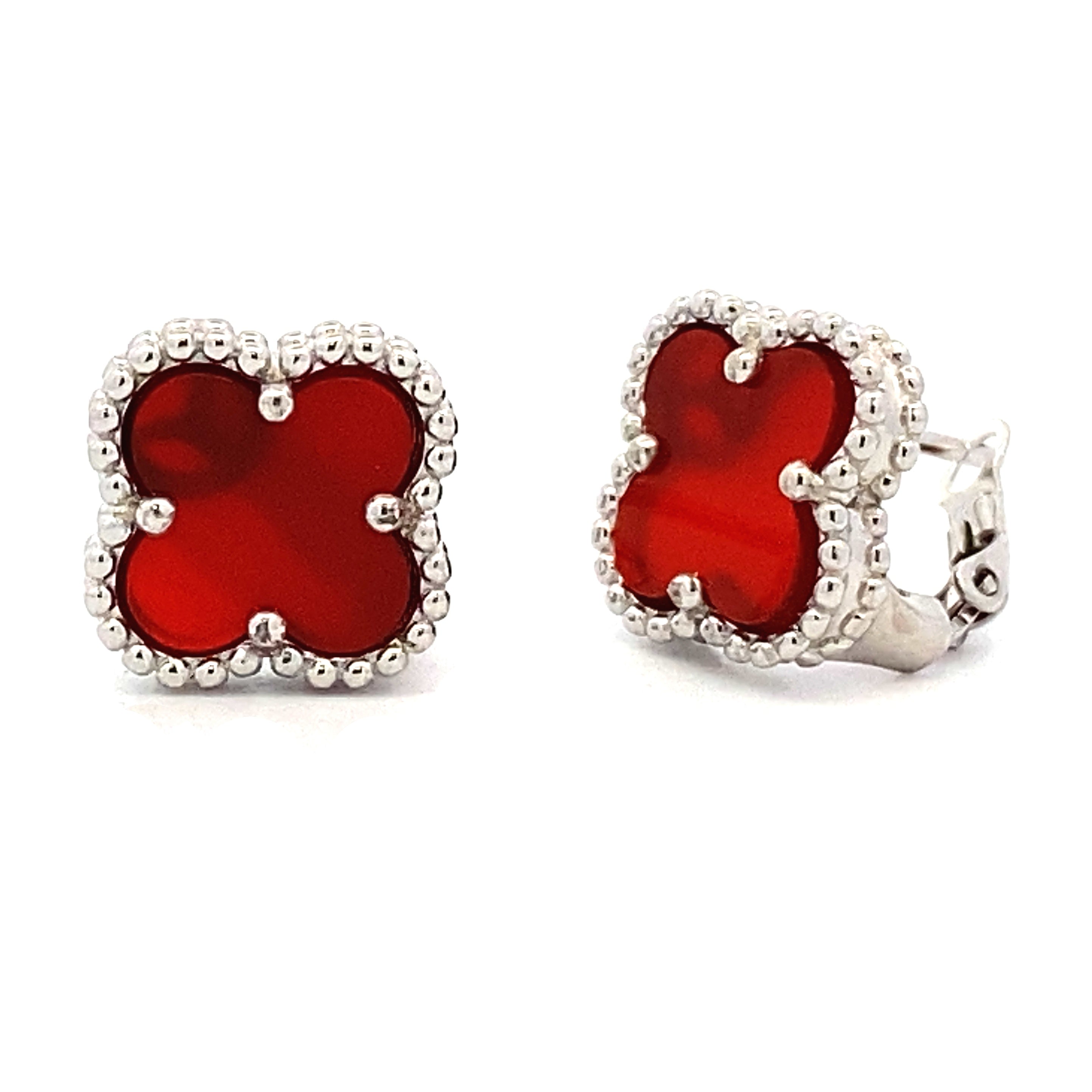 Carnelian Earrings Sterling Silver
