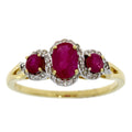 1.04ct Ruby Diamond 3 Stone Ring 14KT Yellow Gold