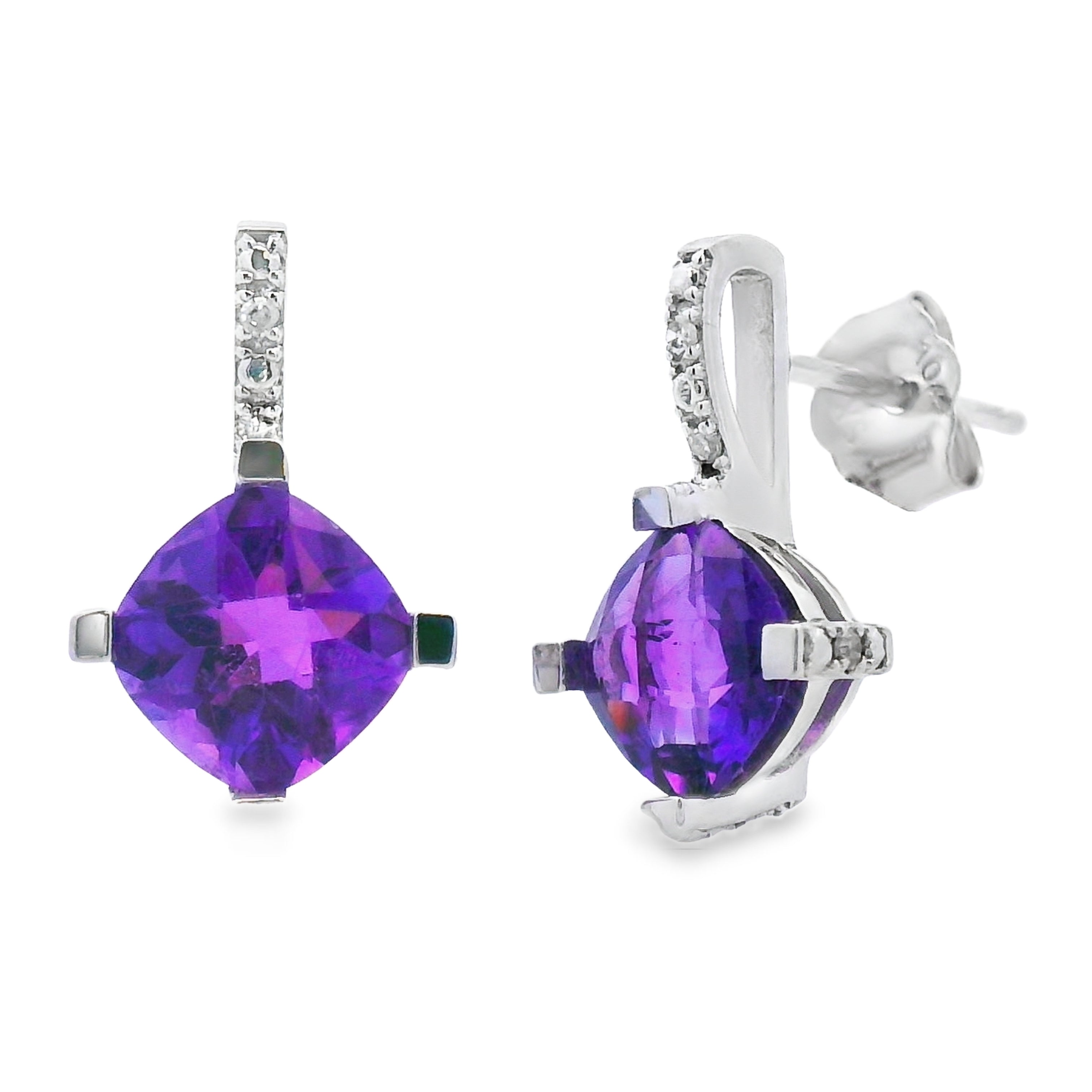 .84ct Amethyst Diamond Earrings 10KT White Gold