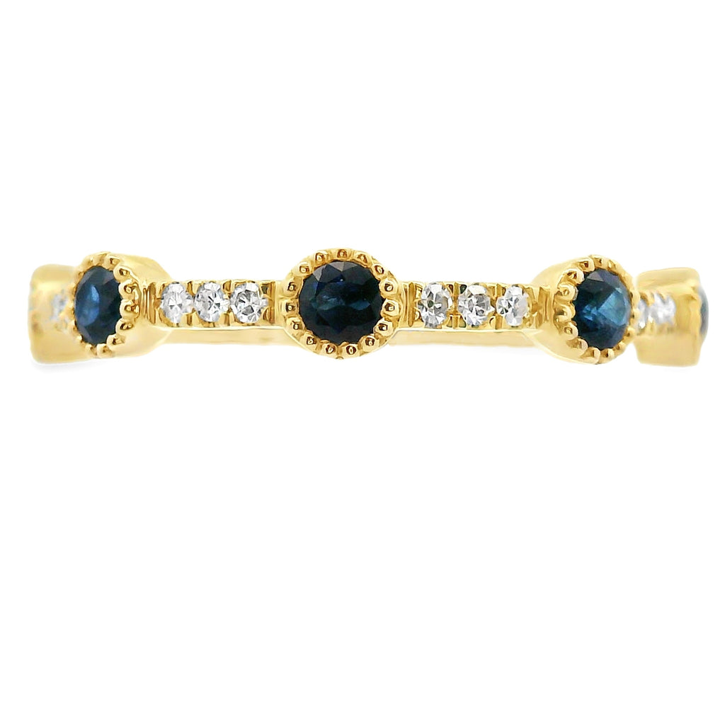 Sapphire Diamond stackable band set 14KT Yellow Gold