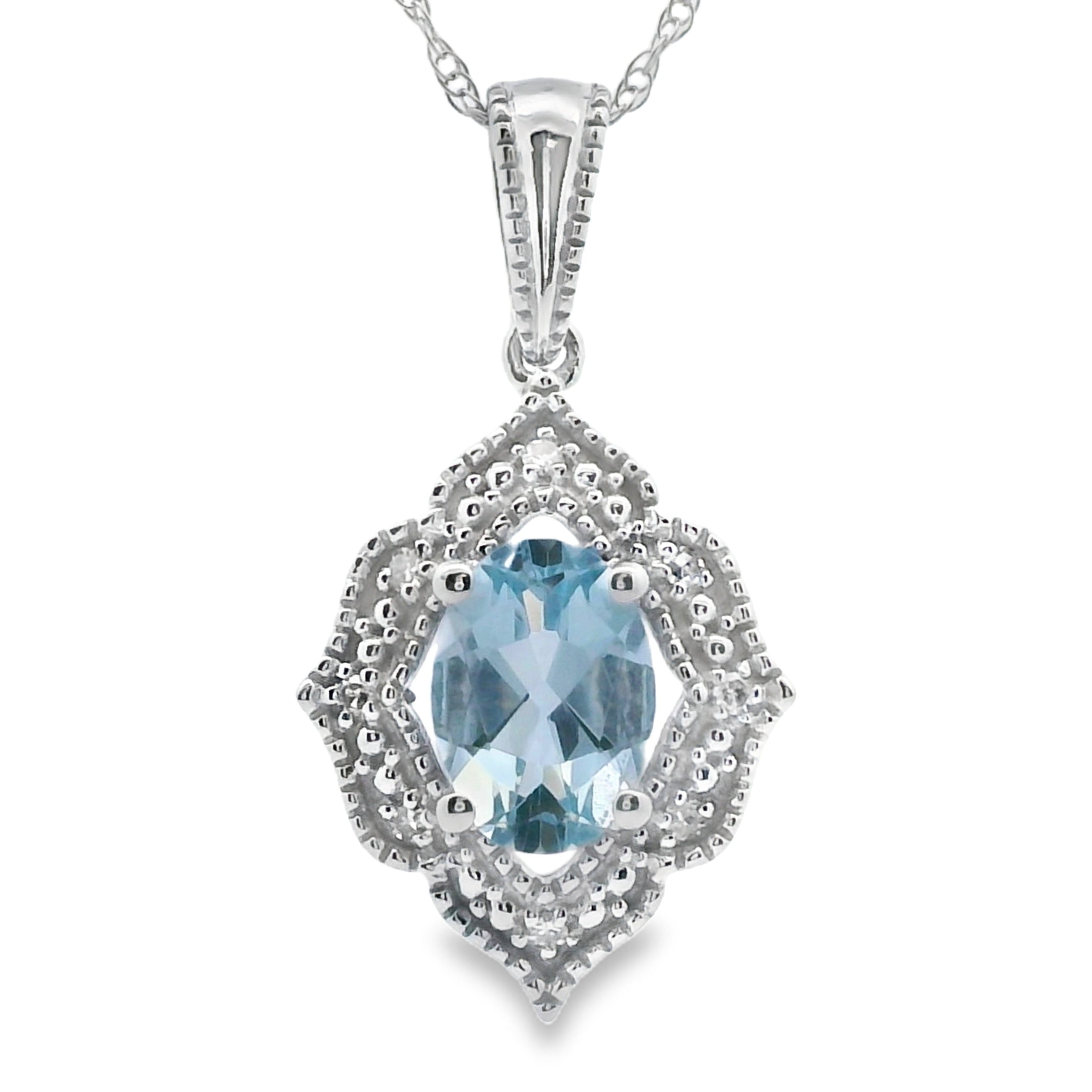 Aquamarine Diamond Fashion Pendants 10KT White Gold