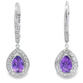 .88ct Amethyst Diamond Dangle Earrings 10KT White Gold