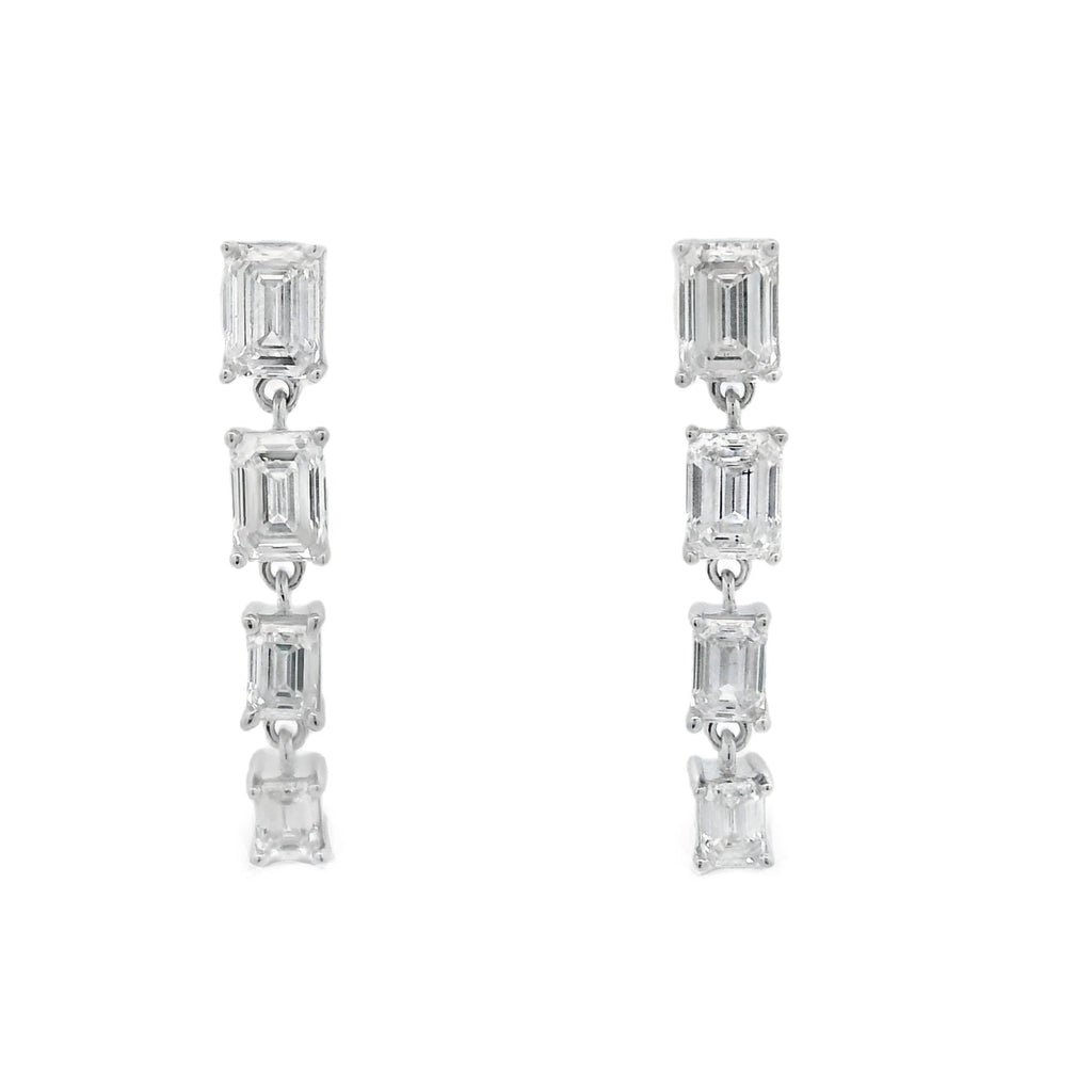 Lab Grown Diamond Dangle Earrings 14KT White Gold