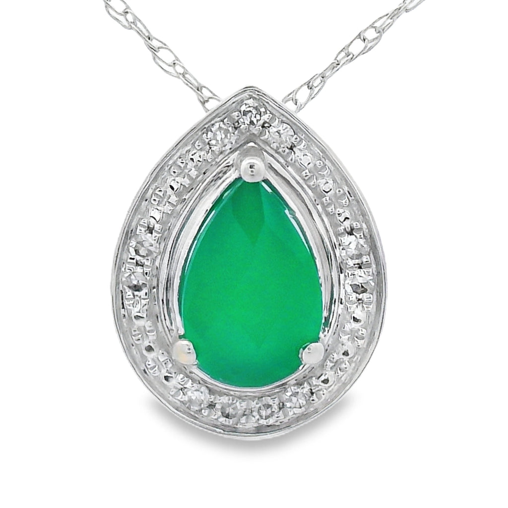 Chalcedony Diamond Fashion Pendants 10KT White Gold