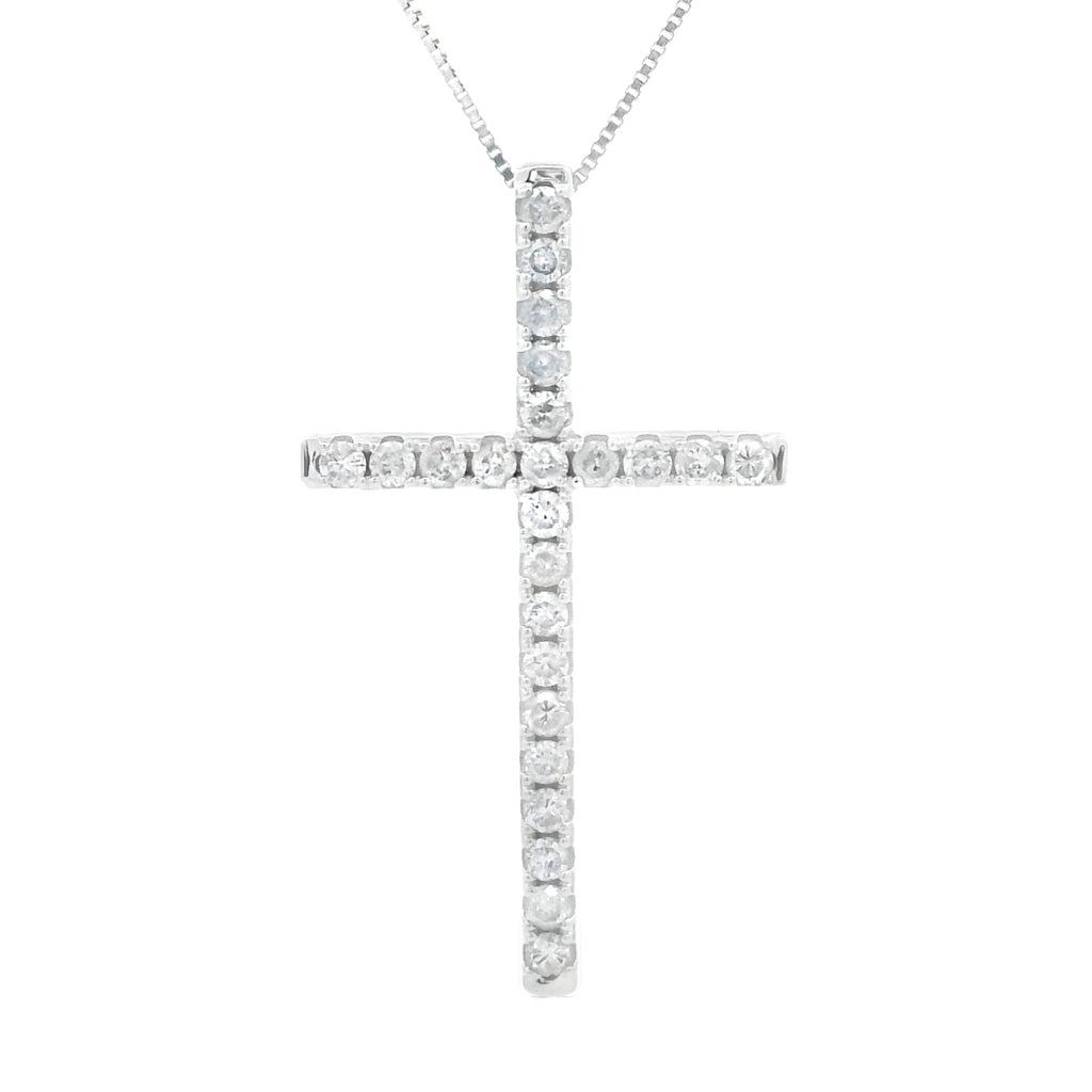 .38ct Diamond Cross Religious Pendant 14KT White Gold