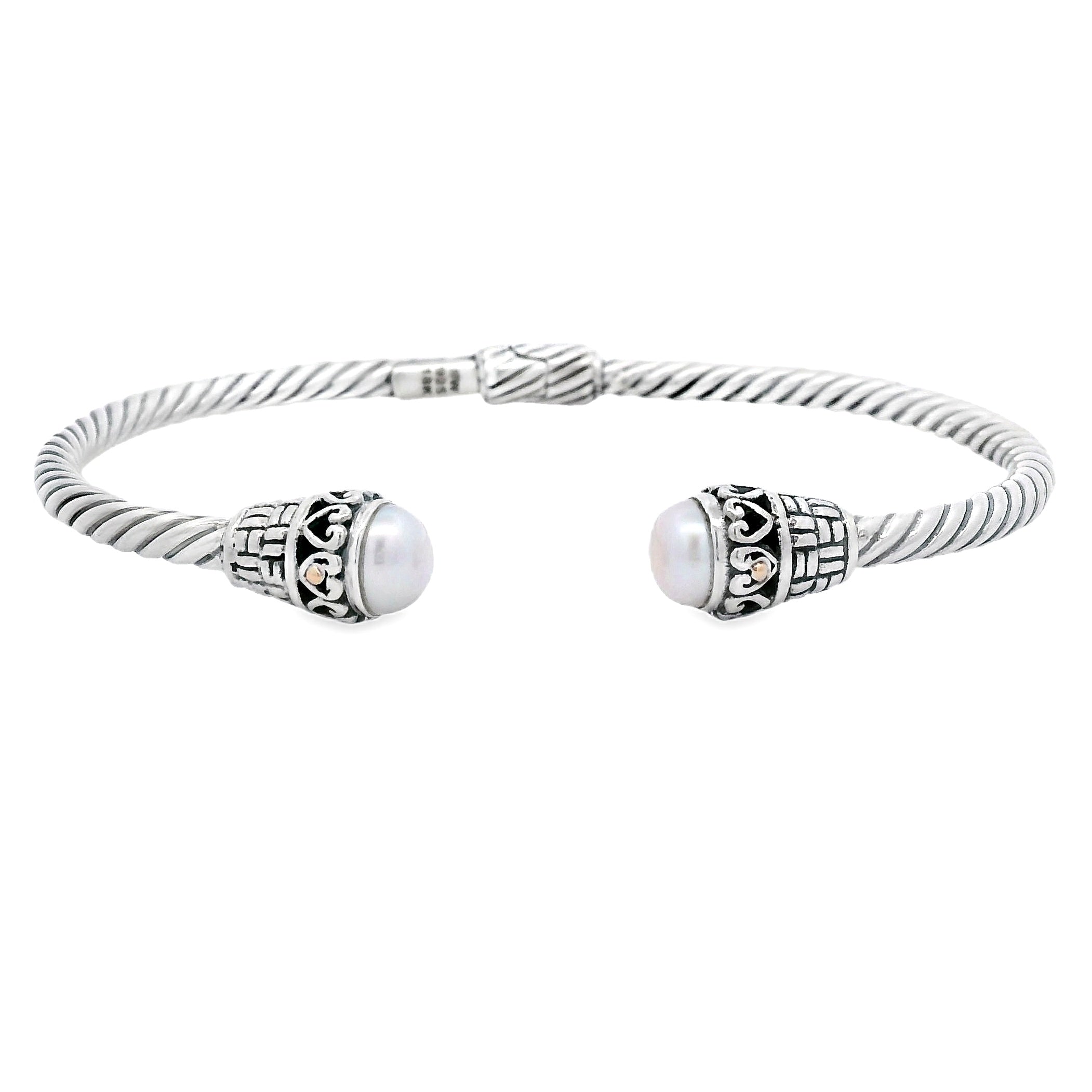 FW Pearl Bangle Bracelet Sterling Silver 18KT Gold