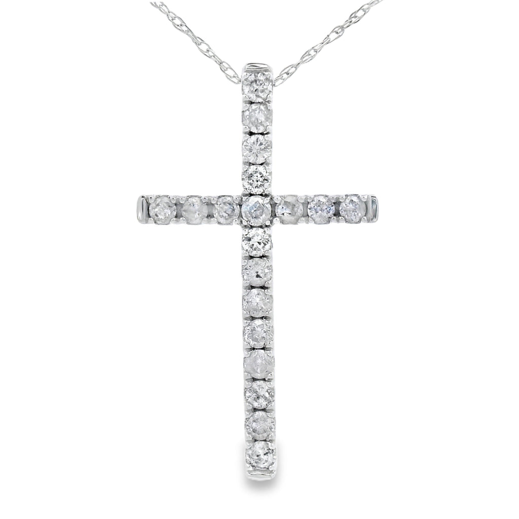 .33ct Diamond Cross Religious Pendant 14KT White Gold