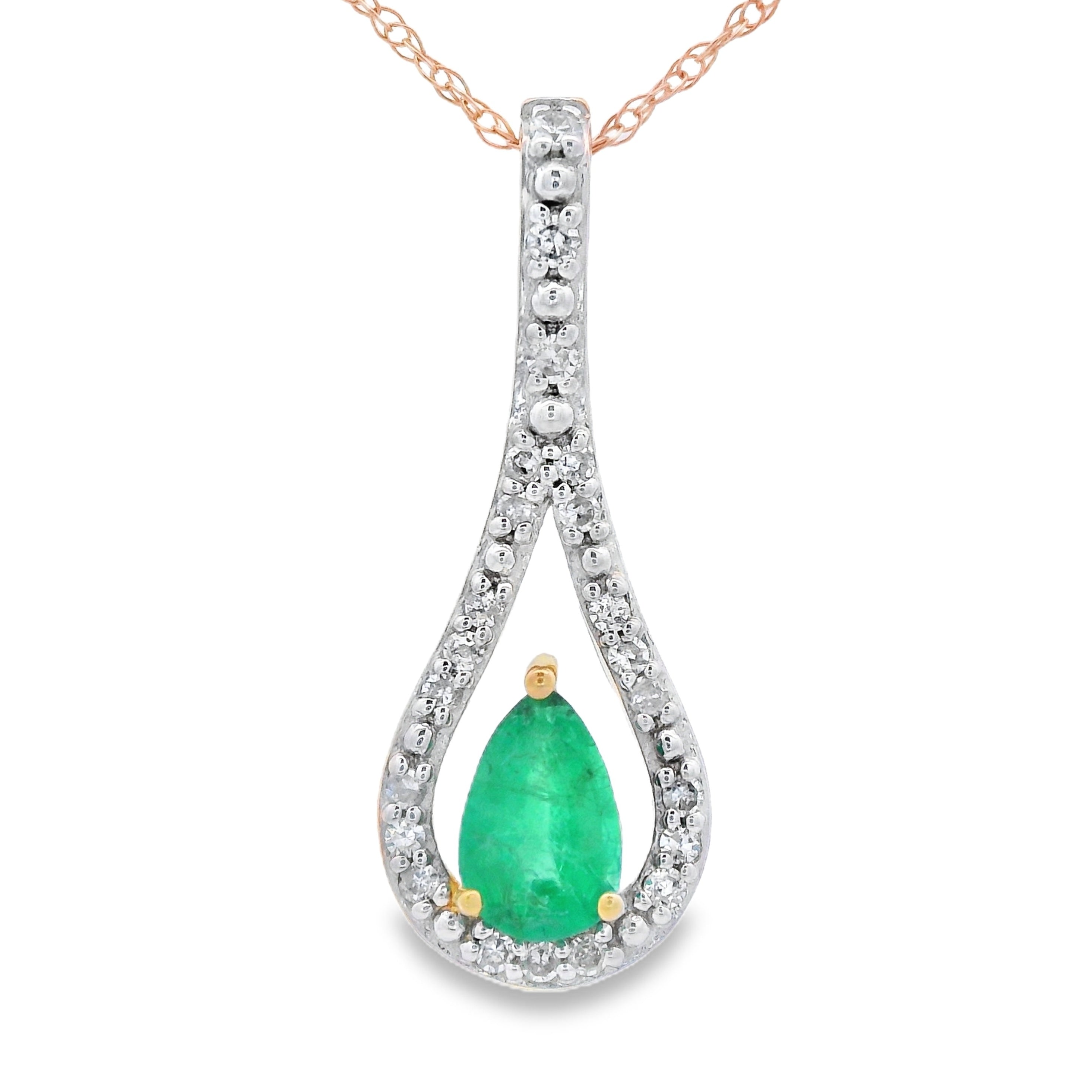 .37ct Emerald Diamond Fashion Pendants 10KT Yellow Gold