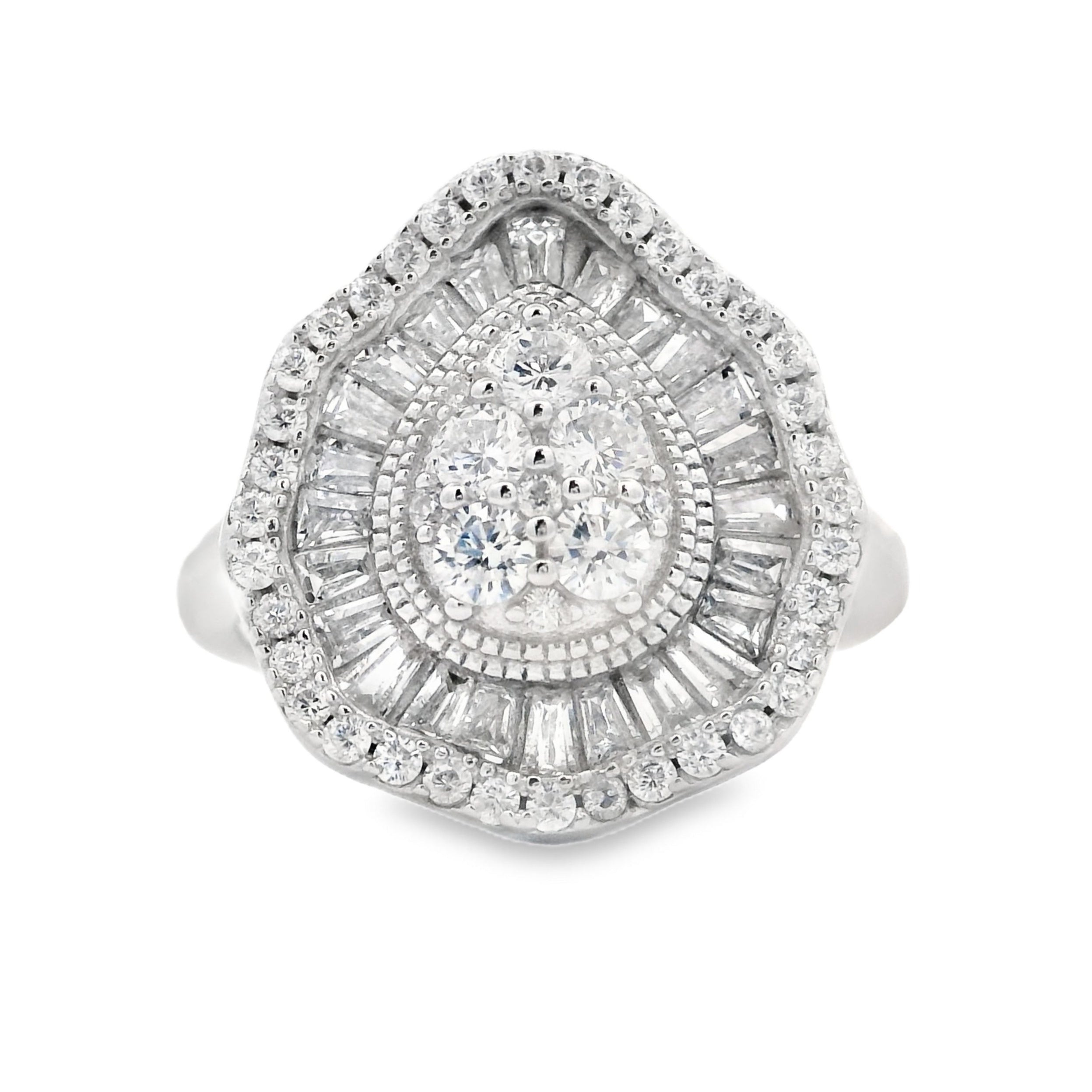 Genuine Cubic Zirconia Ring Sterling Silver