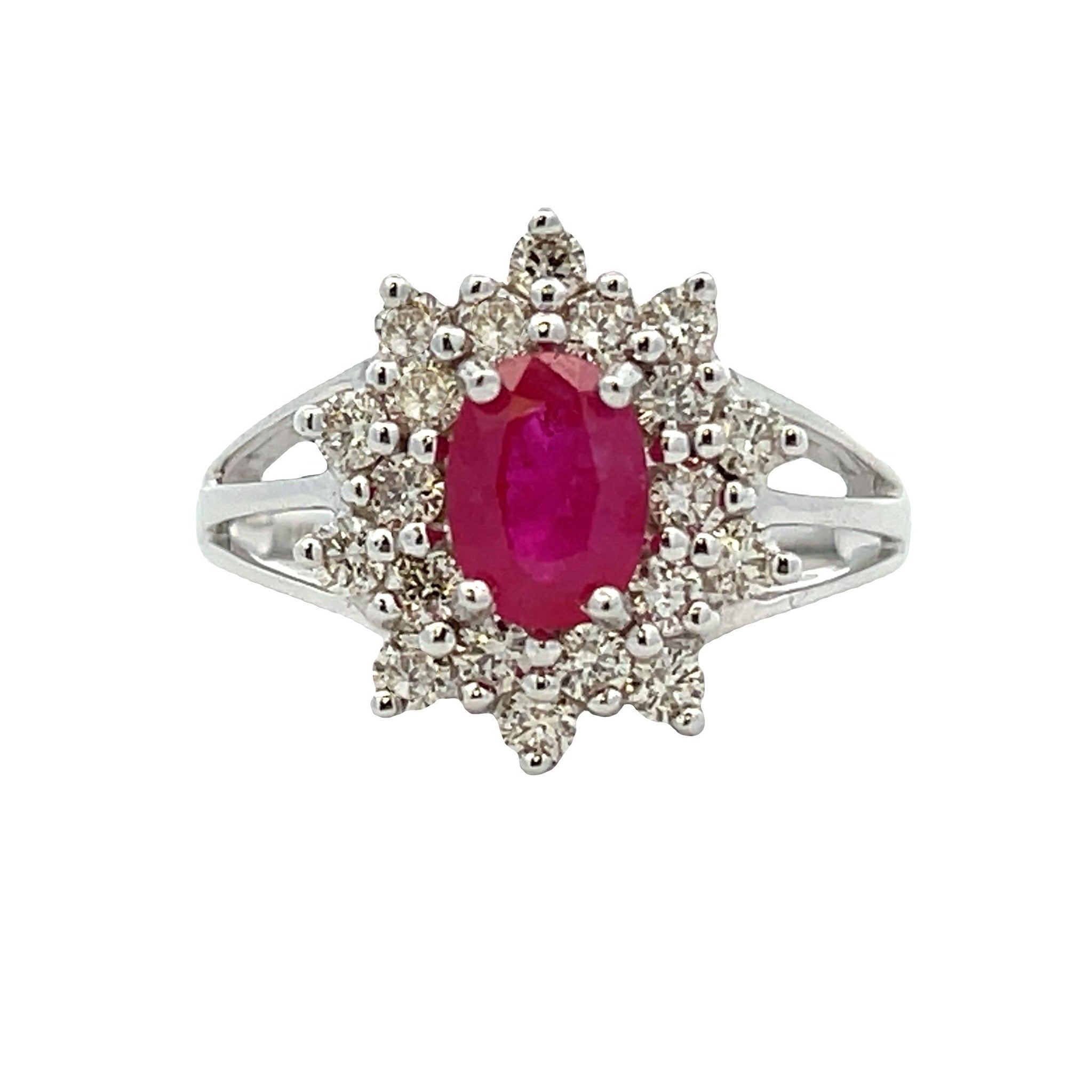 1.65ct Ruby Diamond Ring 14KT White Gold
