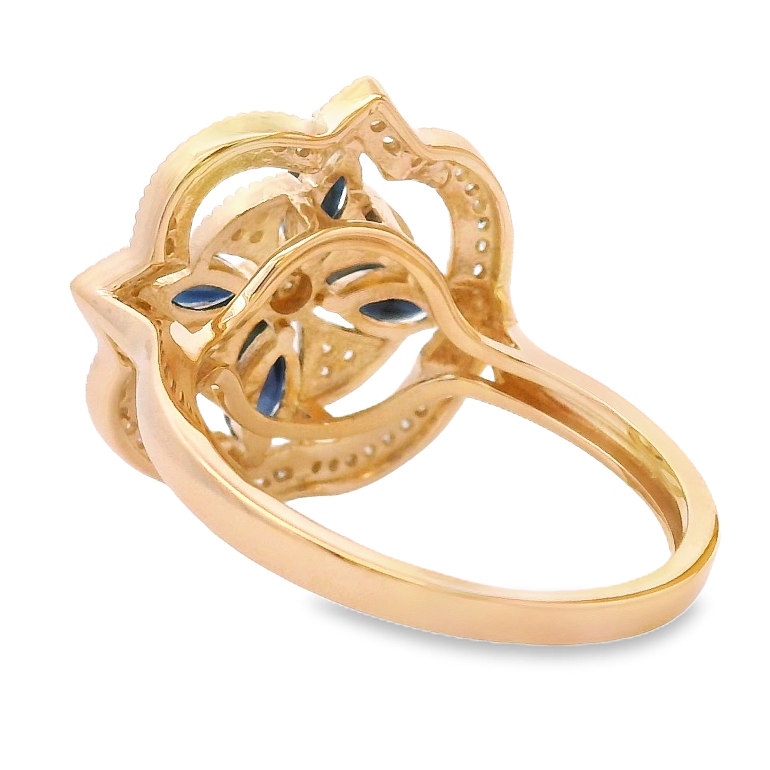 Genuine .88ct Sapphire Diamond Ring 14KT Yellow Gold
